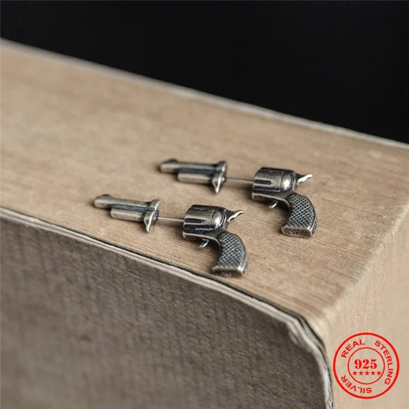 Jewelry Gun Stud Earrings 925 Sterling Silver Ear Gift Size ONE SIZE - 2 Thumbnail