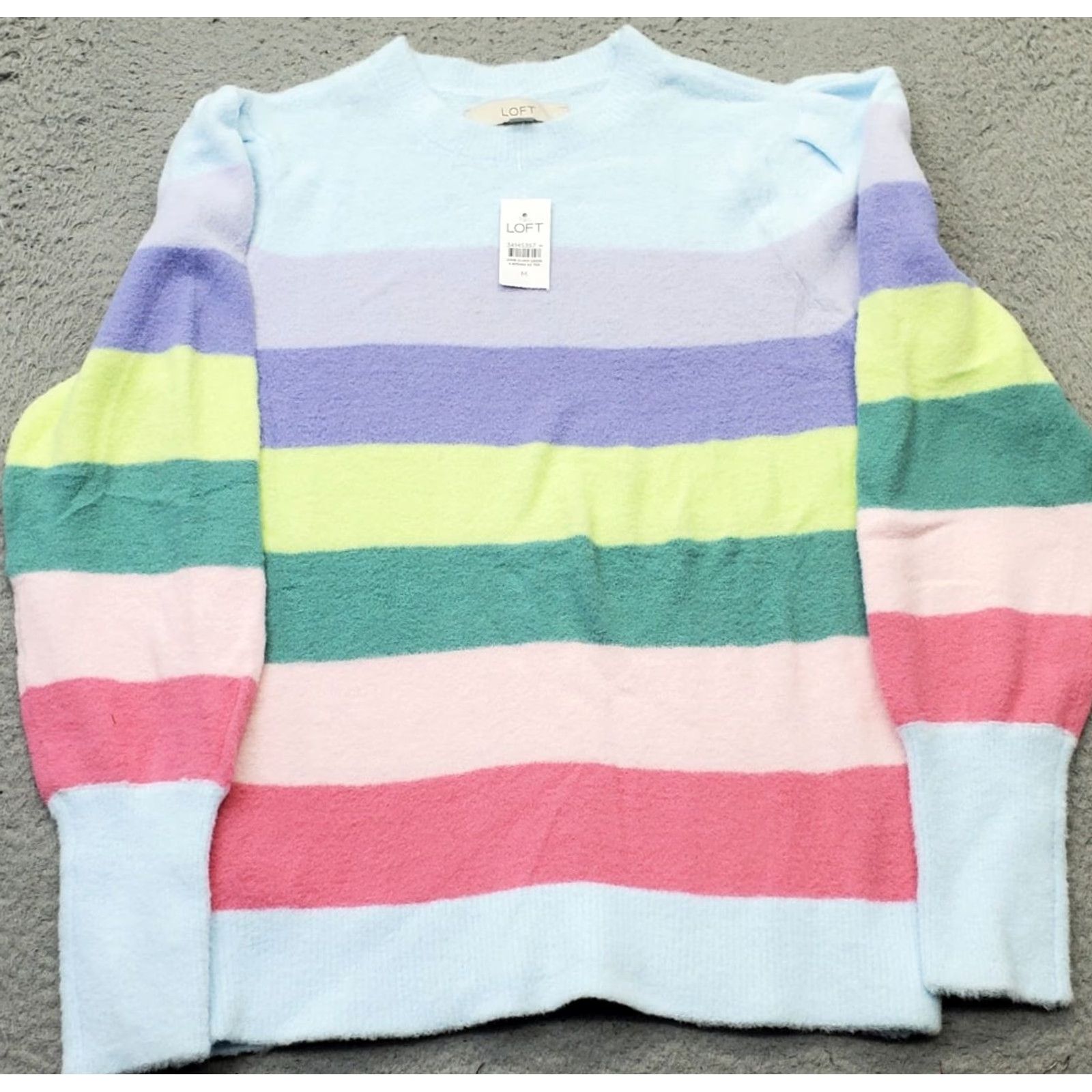Loft LOFT Sweater Womens M Multicolor Striped Raglan Sleeve Crew Neck Pullover Size M / US 6-8 / IT 42-44 - 2 Thumbnail