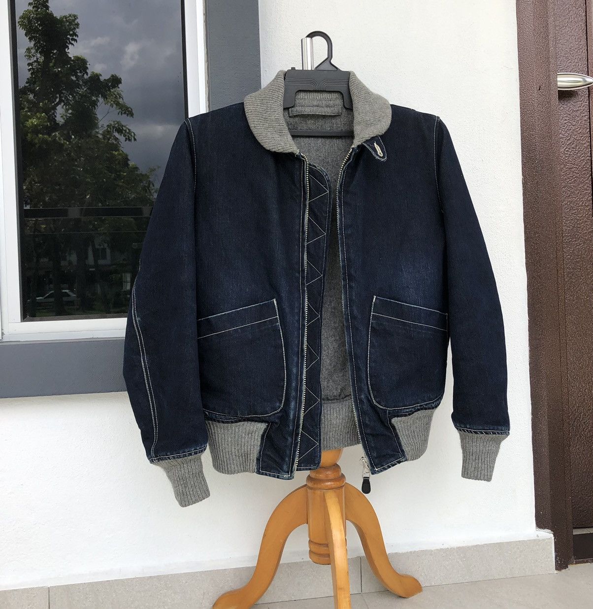 Vintage Vintage TRIMRAGH Japanese Ma-1 Denim Bomber Jacket Size US M / EU 48-50 / 2 - 2 Thumbnail