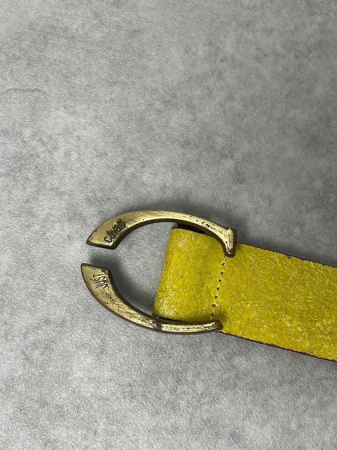 Roberto Cavalli 2000s Cavalli Cracked Yellow Leather Belt Size ONE SIZE - 5 Thumbnail