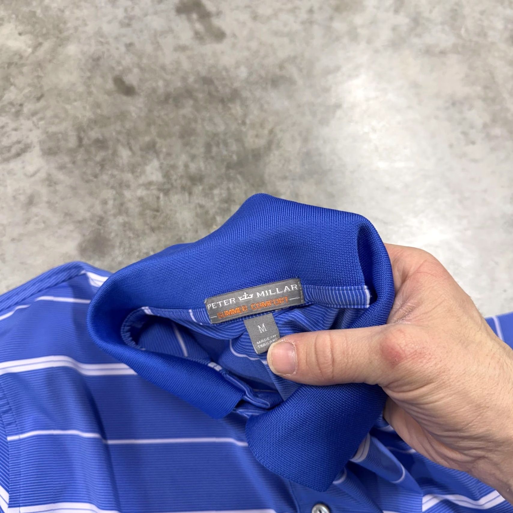 Peter Millar Peter Millar Polo Shirt Mens M Blue Stripe Summer Comfort Golf Performance Size US M / EU 48-50 / 2 - 2 Thumbnail