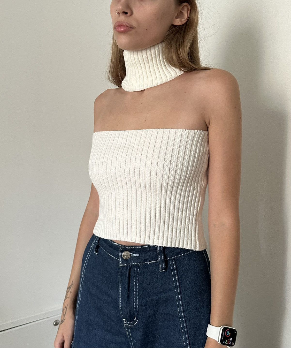 Japanese Brand High neck top beige avant garge new rock miss sixty jpg Size M / US 6-8 / IT 42-44 - 2 Thumbnail