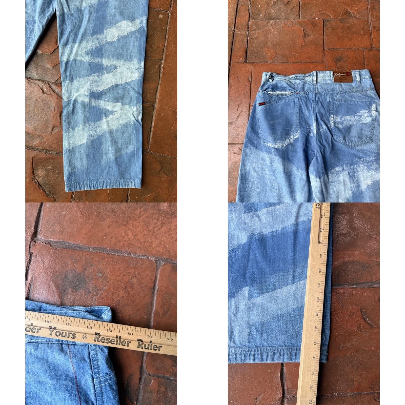 Fubu VINTAGE FUBU Baggy Jeans Men 38x34 Denim Straight Hip Hop 5-Pocket Stains Paint Splatter Blue Mens Size US 33 - 8 Thumbnail