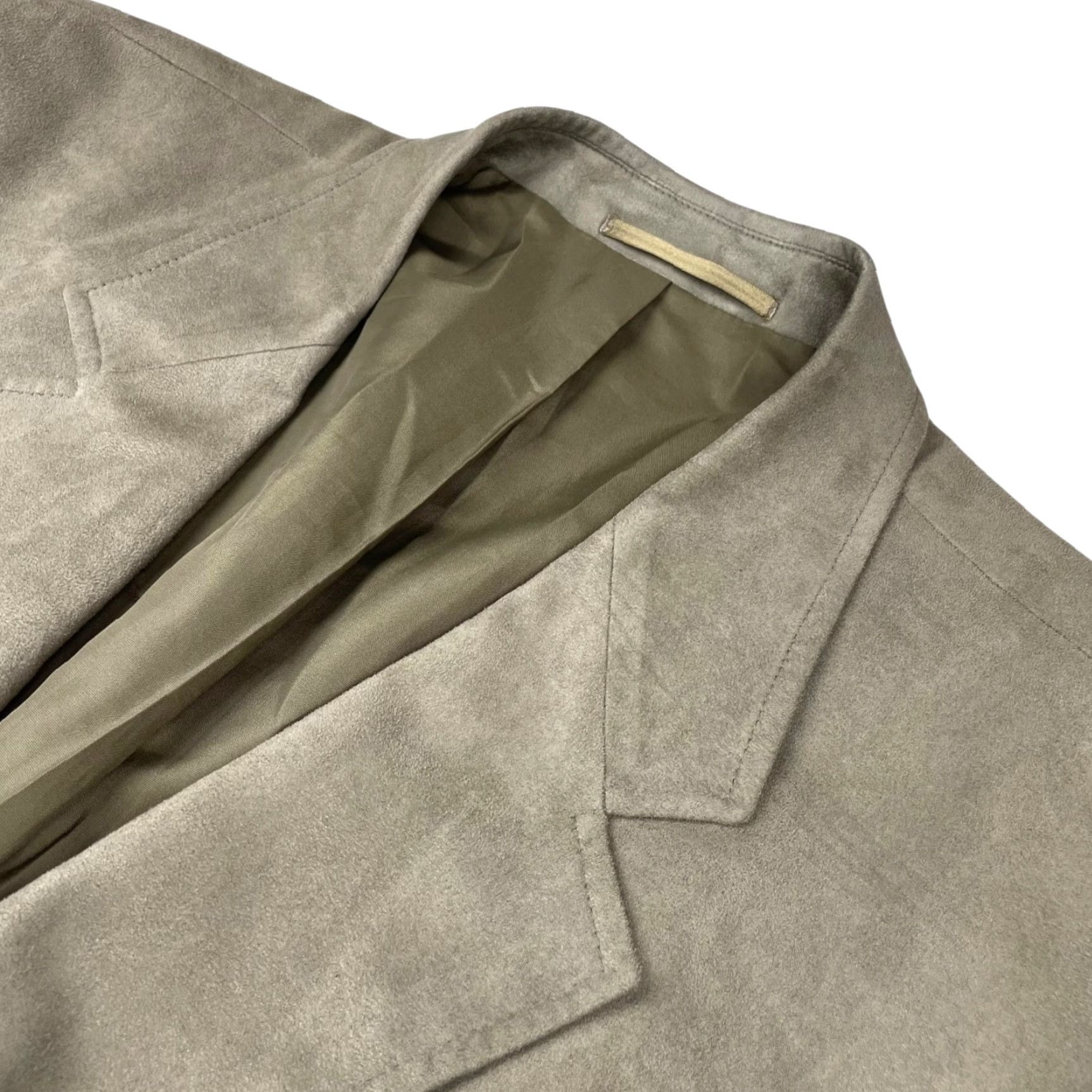 Vintage Canda Men’s Faux Suede Blazer Jacket Beige 48R Two-Button Notch Lapel Mens Regular Jacket Blazer Vintage No Size 48R - 2 Thumbnail