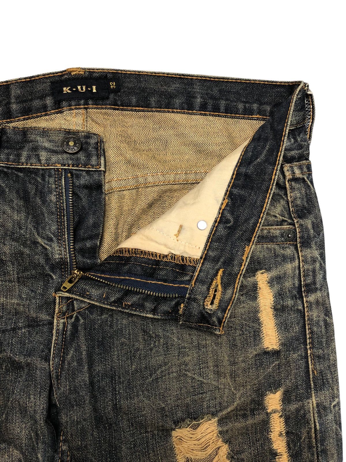Japanese Brand Japanese Brand KUI distressed glitter rusty denim pants Size US 33 - 16 Thumbnail