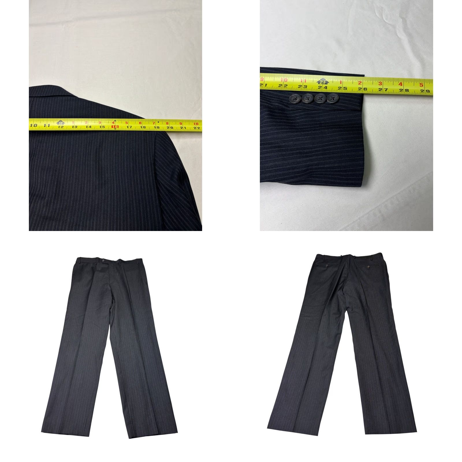 Ralph Lauren Lauren Ralph Lauren 3 Piece Suit Wool Charcoal Black Blazer Vest Trousers 42L Blue Pinstripe Men Adults Formal Business Wedding Size 42R - 9 Thumbnail