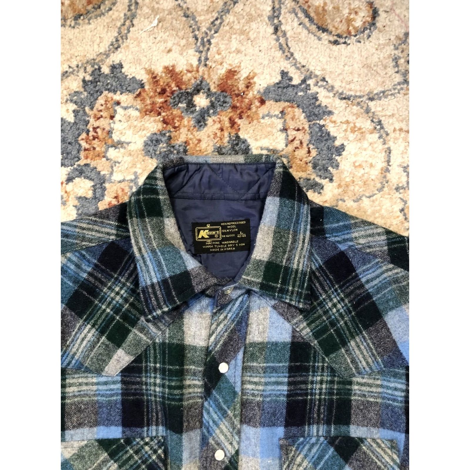 Vintage VINTAGE Kmart Shirt Mens Large Green Plaid Flannel Pearl Snap Long Sleeve Size US L / EU 52-54 / 3 - 2 Thumbnail