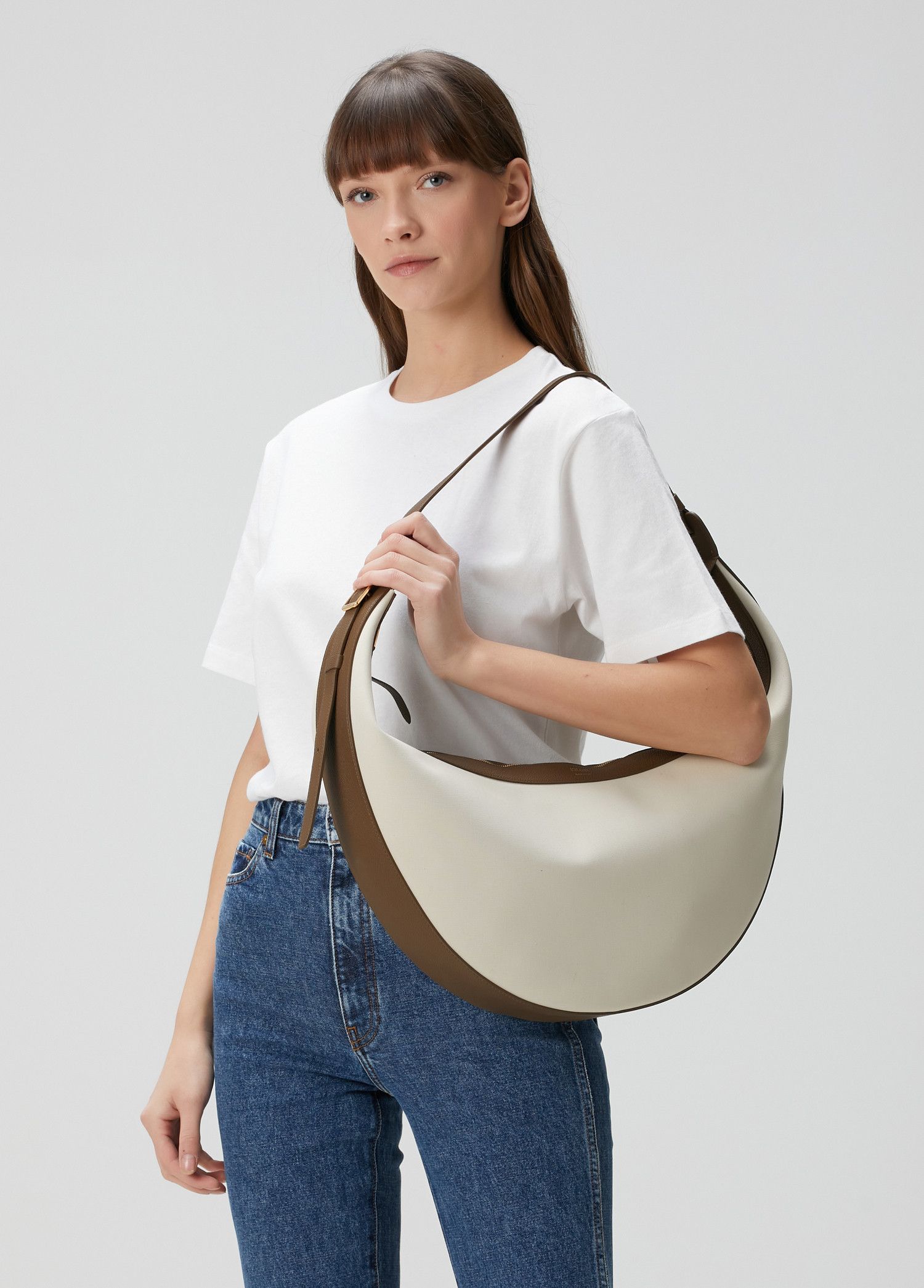 KHAITE KHAITE Augustina beige large canvas & leather shoulder bag Size ONE SIZE - 2 Thumbnail