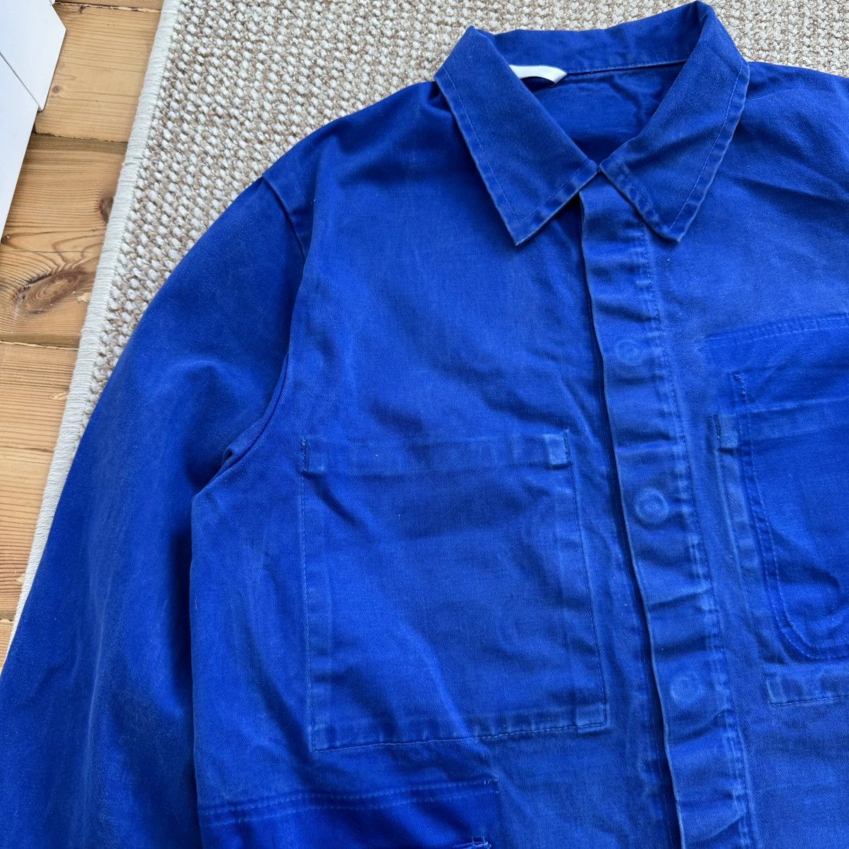 Vintage French vintage distressed worn blue chore works jacket Size US M / EU 48-50 / 2 - 3 Thumbnail