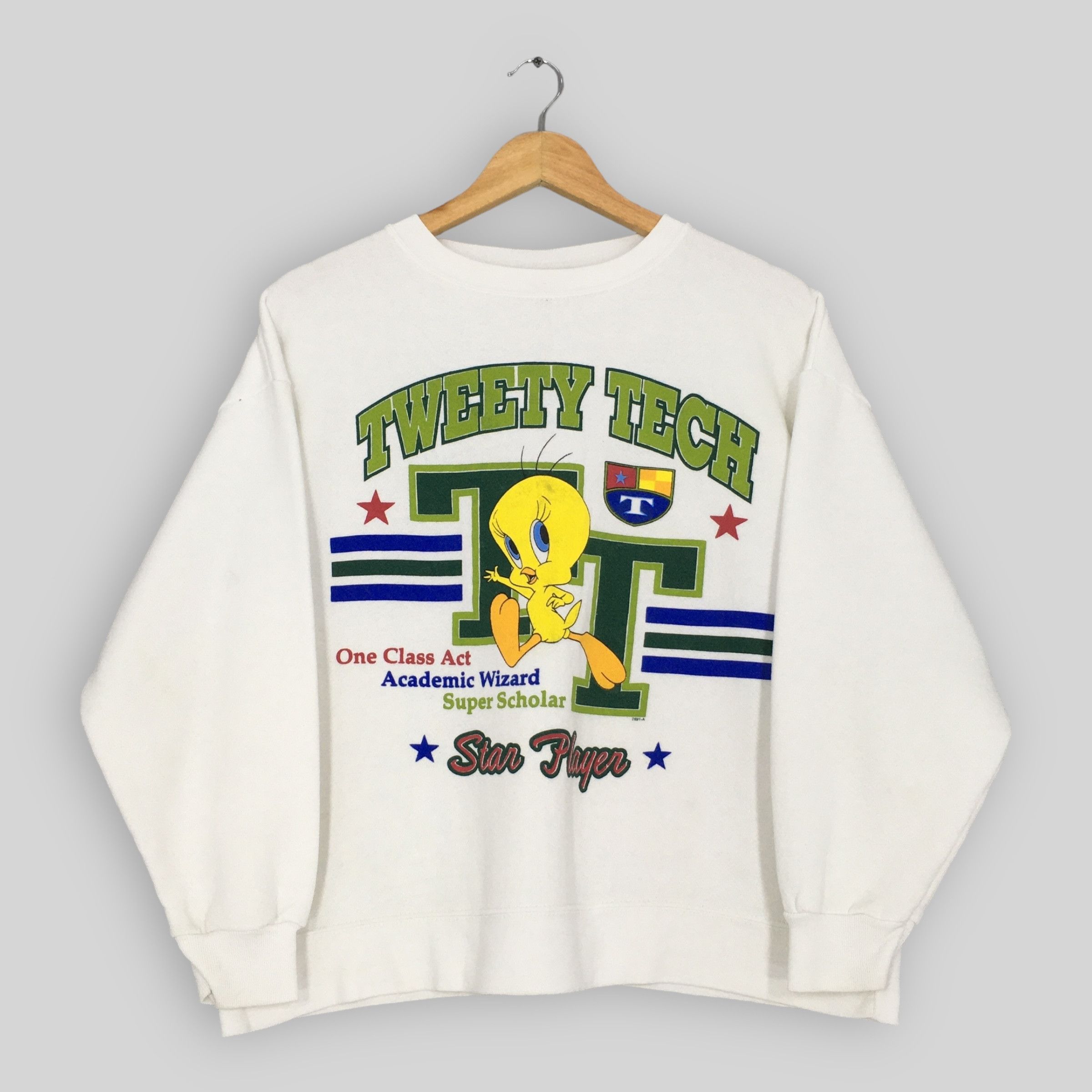 Vintage 90s Looney Tunes Tweety Tech Sweatshirt Medium