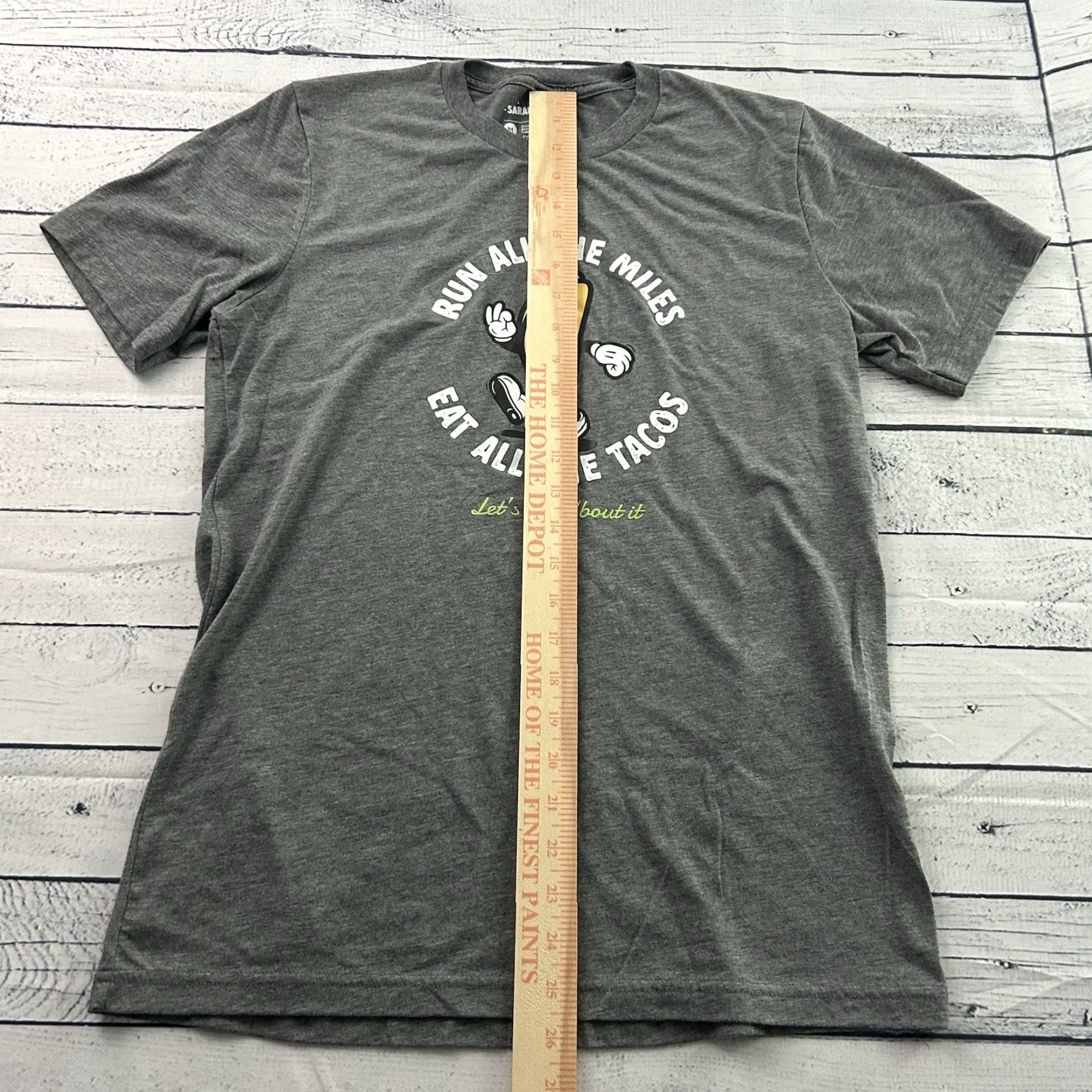 CO Sarah Marie Running Run All The Miles Eat All The Tacos T Shirt Men's M Gray Size US M / EU 48-50 / 2 - 3 Thumbnail