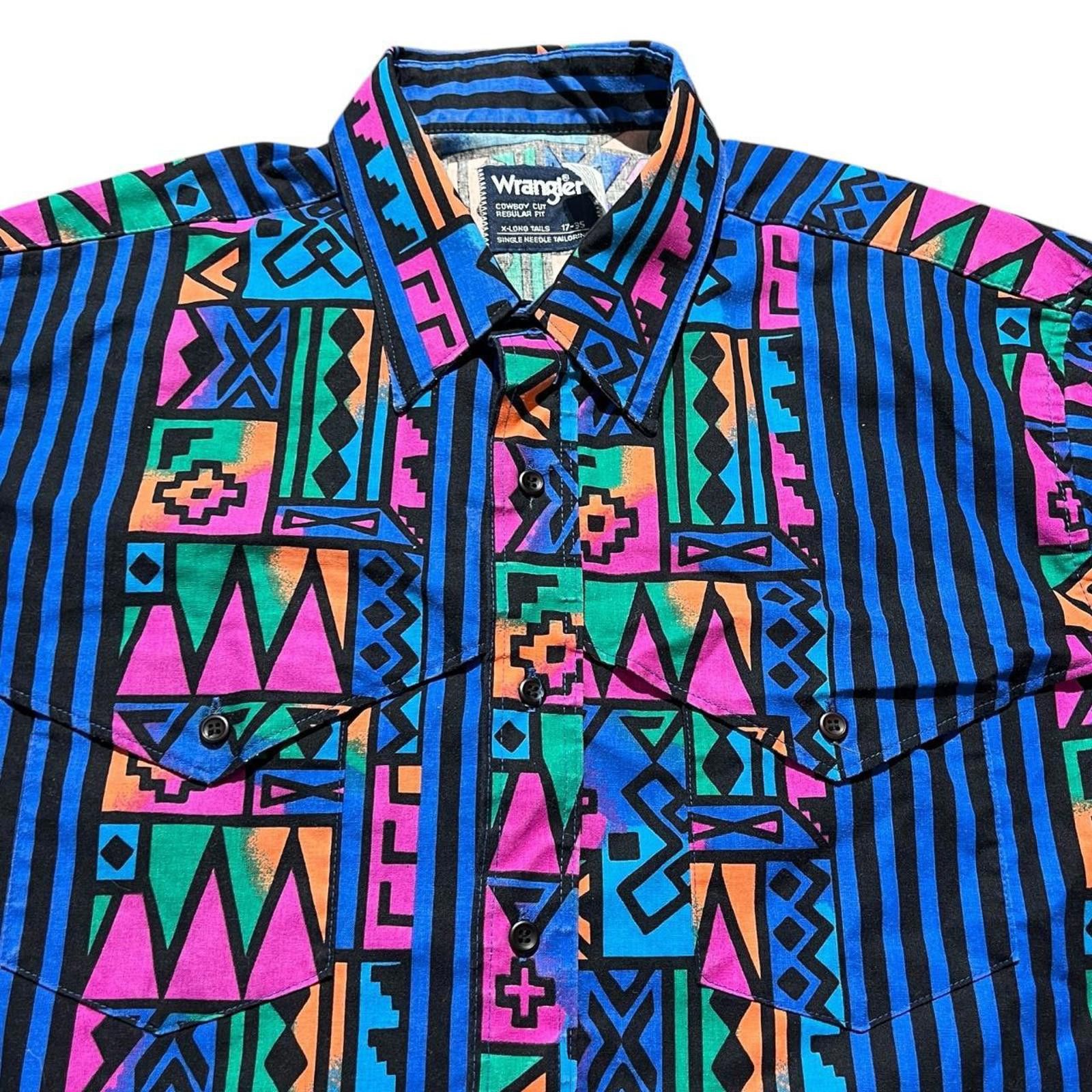 Wrangler Vintage Wrangler Geometic Brushpopper Pattern western Shirt Size US XL / EU 56 / 4 - 3 Thumbnail