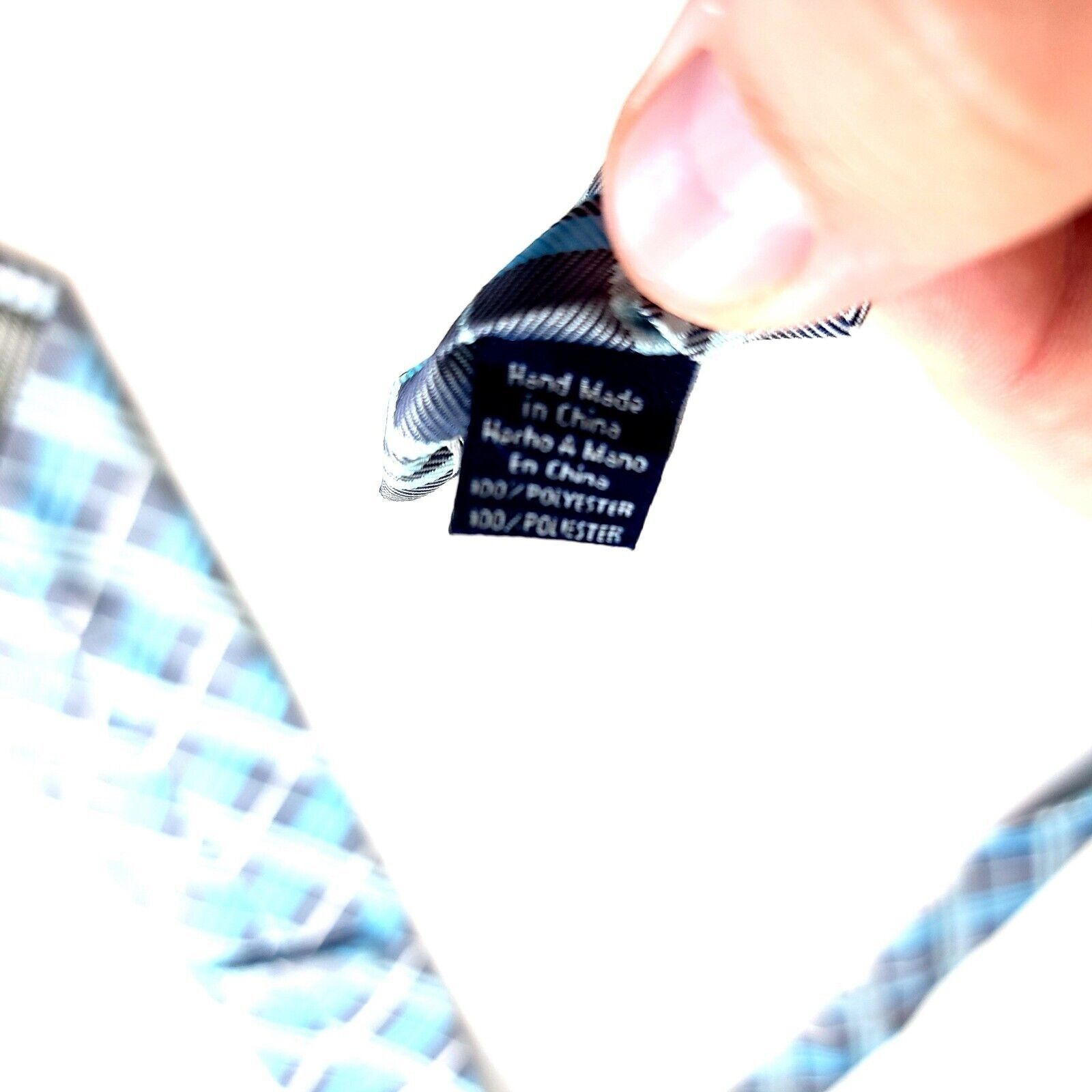 Designer Unbranded Gray Teal Woven Plaid Polyester Tie Size ONE SIZE - 4 Thumbnail
