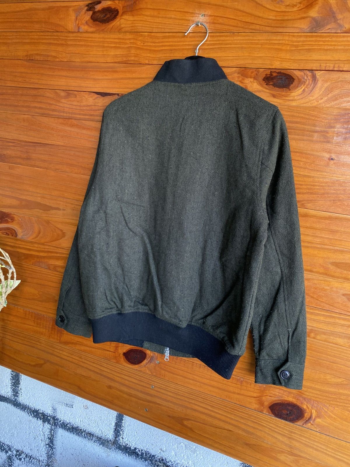 Japanese Brand Vintage Temptation Herringbone Jacket Olive Green Wool Blend Size US L / EU 52-54 / 3 - 17 Thumbnail