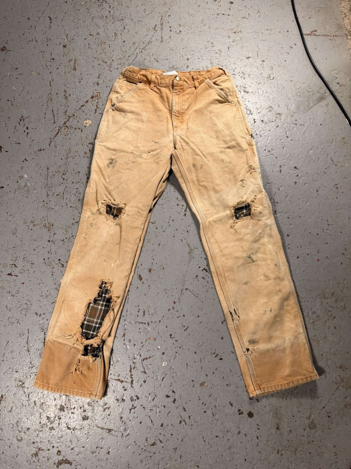 Carhartt Insane Distressed Carhartt Fleece Line Carpenter Pants Size US 30 / EU 46 - 1 Thumbnail