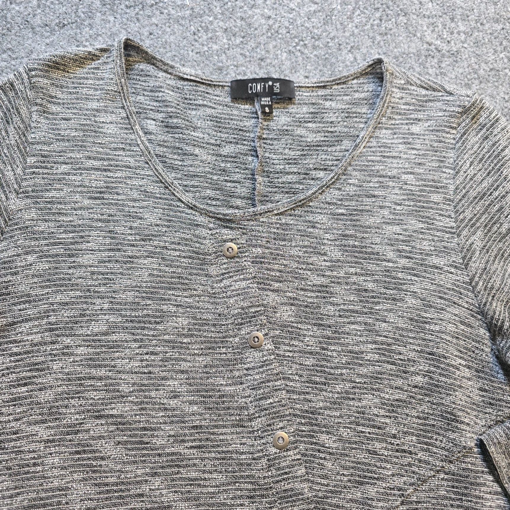 Vintage Comfy USA Top Womens Size small Gray Striped Tunic Long Sleeve Casual Blouse Add Velvet? Size S / US 4 / IT 40 - 2 Thumbnail