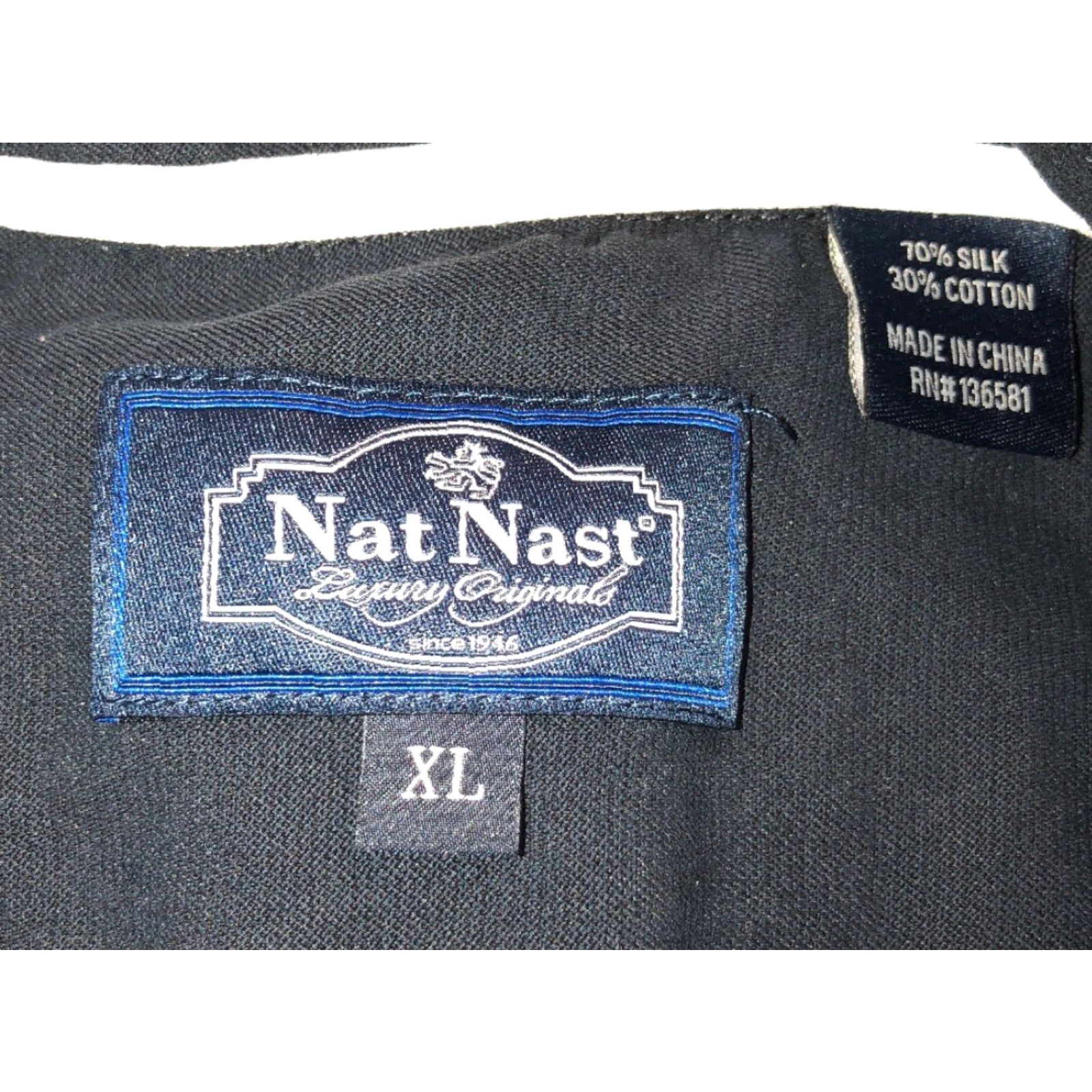 Nat Nast Nat Nast Mens Geometric Short Sleeve Button Front Shirt XL Silk/Cotton Black Size US XL / EU 56 / 4 - 5 Thumbnail