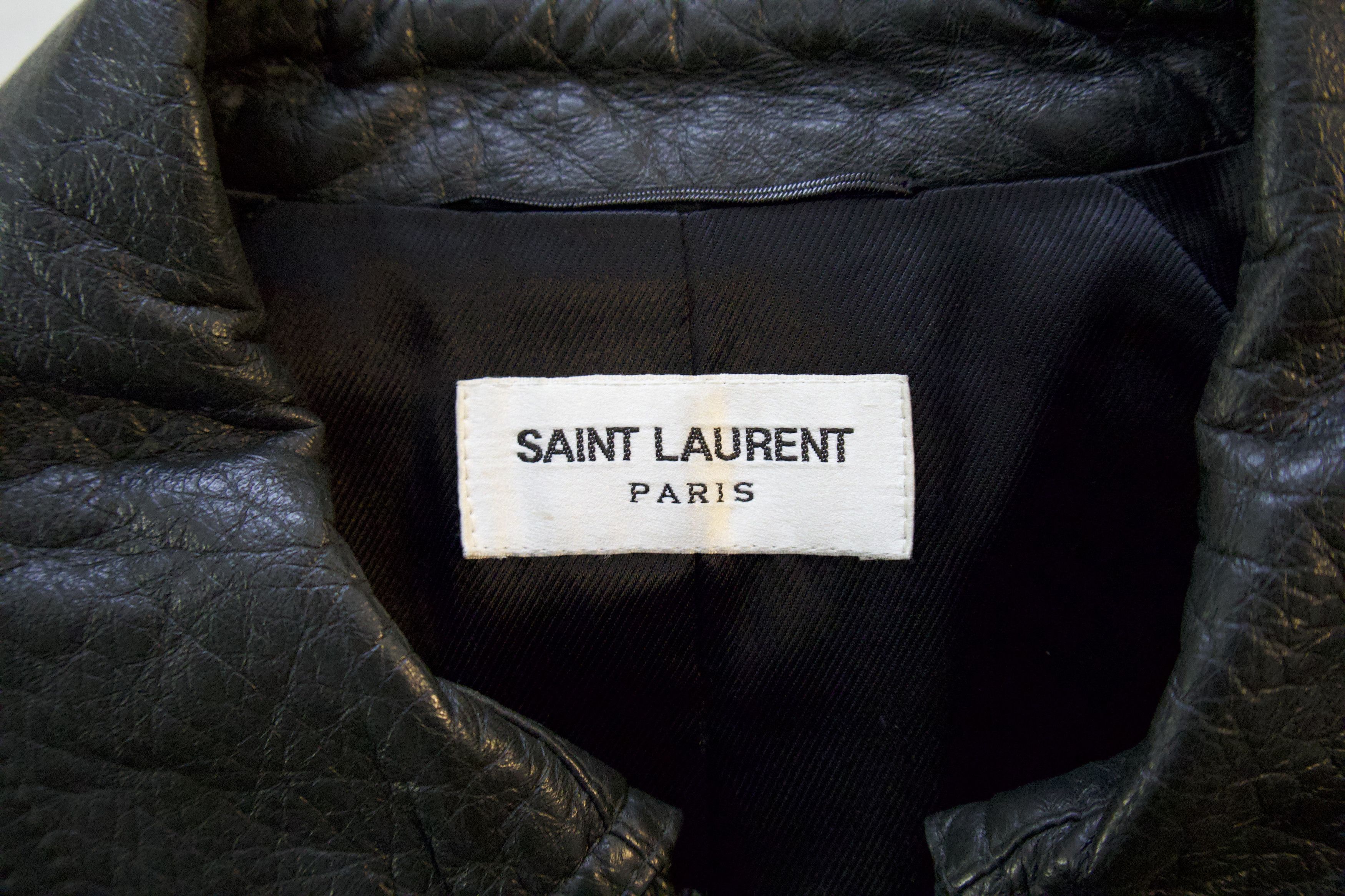Yves Saint Laurent ULTRA RARE YSL DARK GREEN LEATHER JKT Size US M / EU 48-50 / 2 - 3 Thumbnail