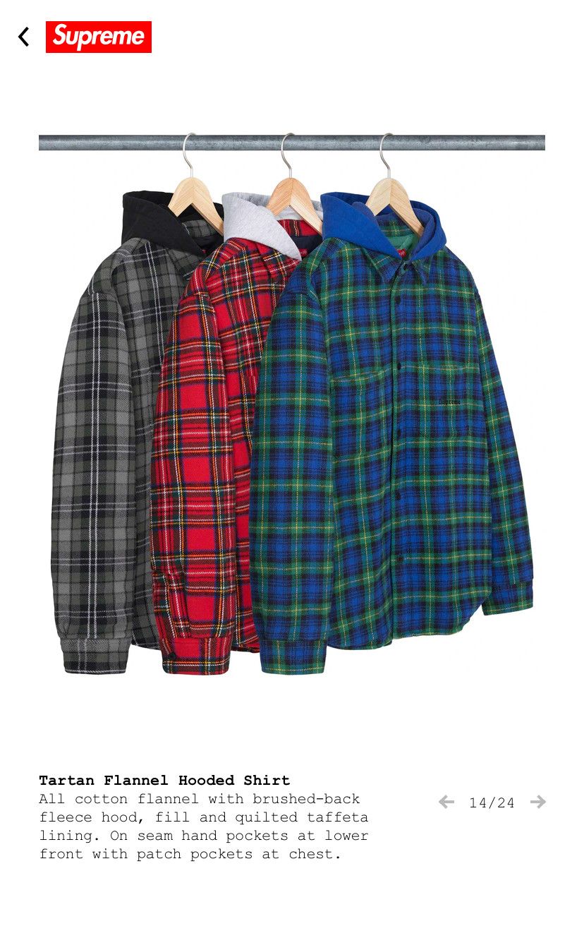 Supreme Supreme Tartan Flannel Hooded Shirt | Grailed