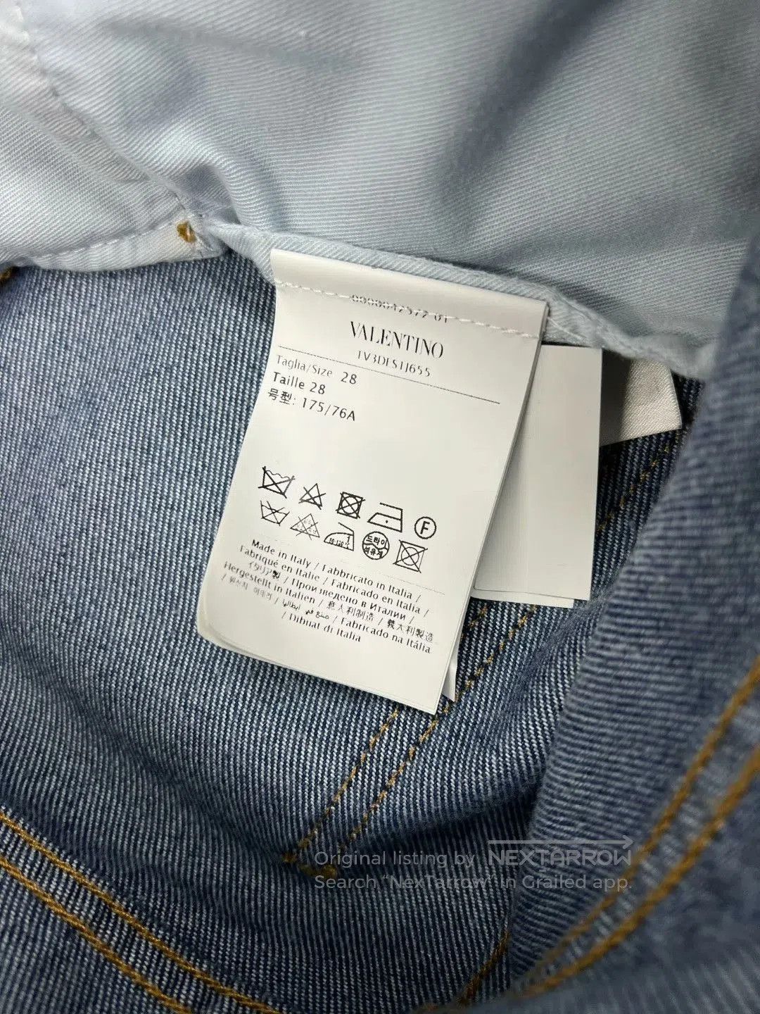 Valentino Blue Embroidered Denim Jeans.