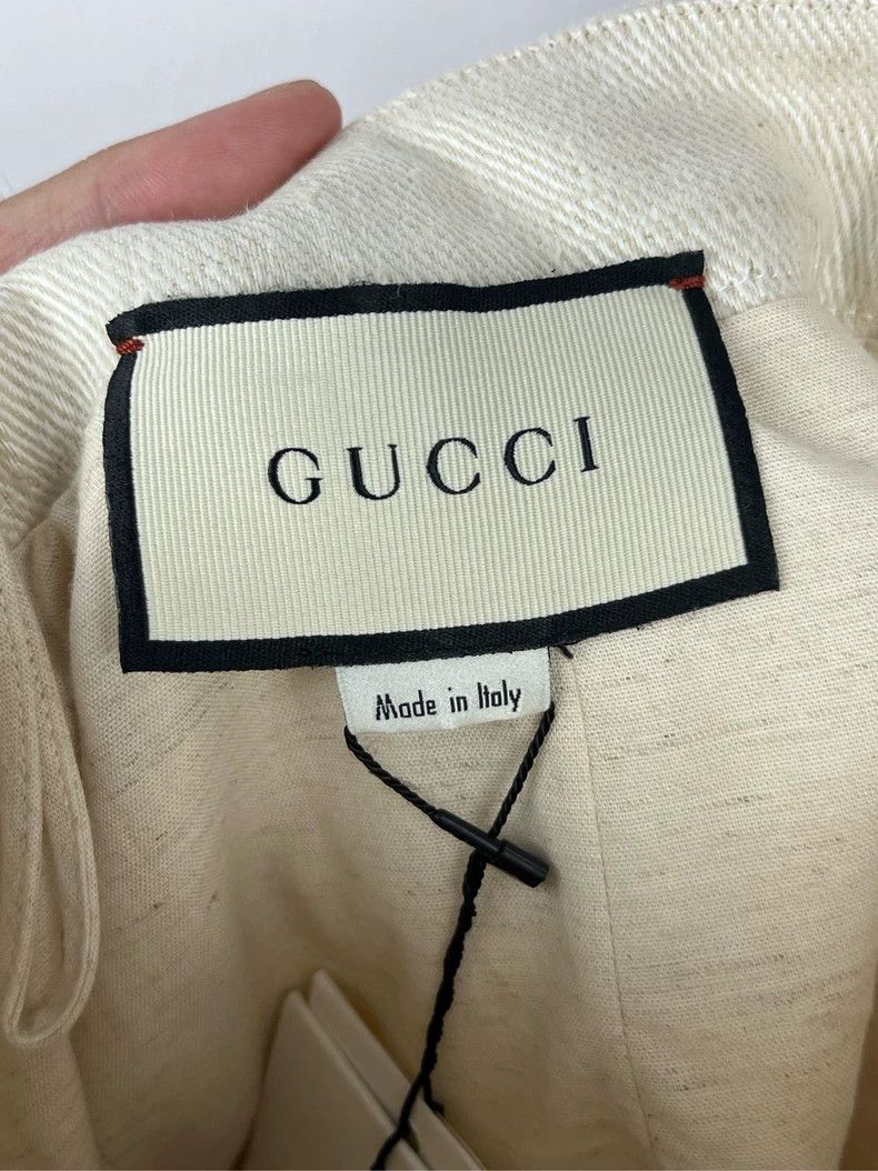 Gucci Gucci White striped letter logo linen pleated skirt 2504-Ne Size 25" / US 0 / IT 36 - 4 Thumbnail