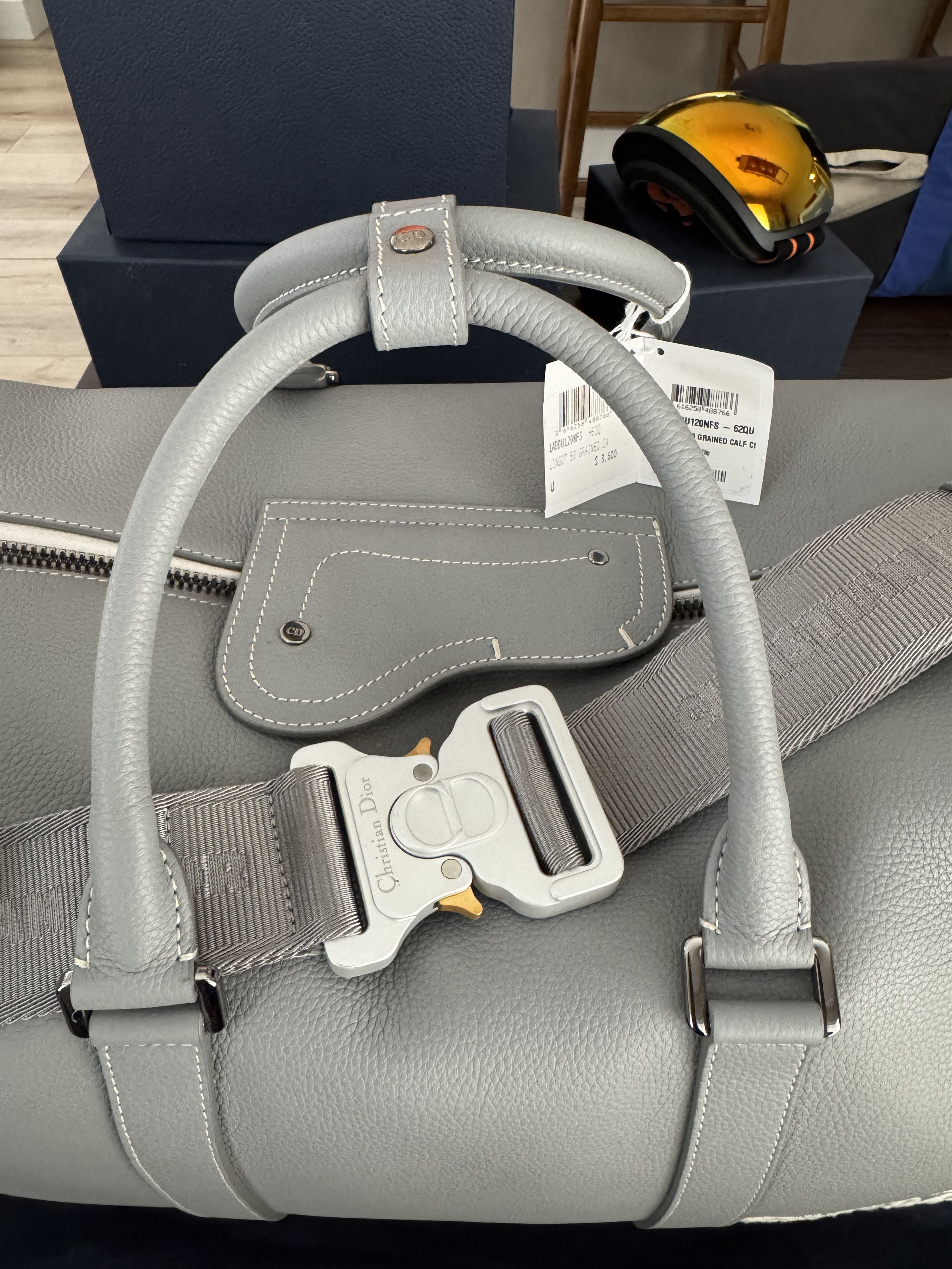 Dior Lingot 50 grain calf grey/white duffel bag Size ONE SIZE - 2 Thumbnail