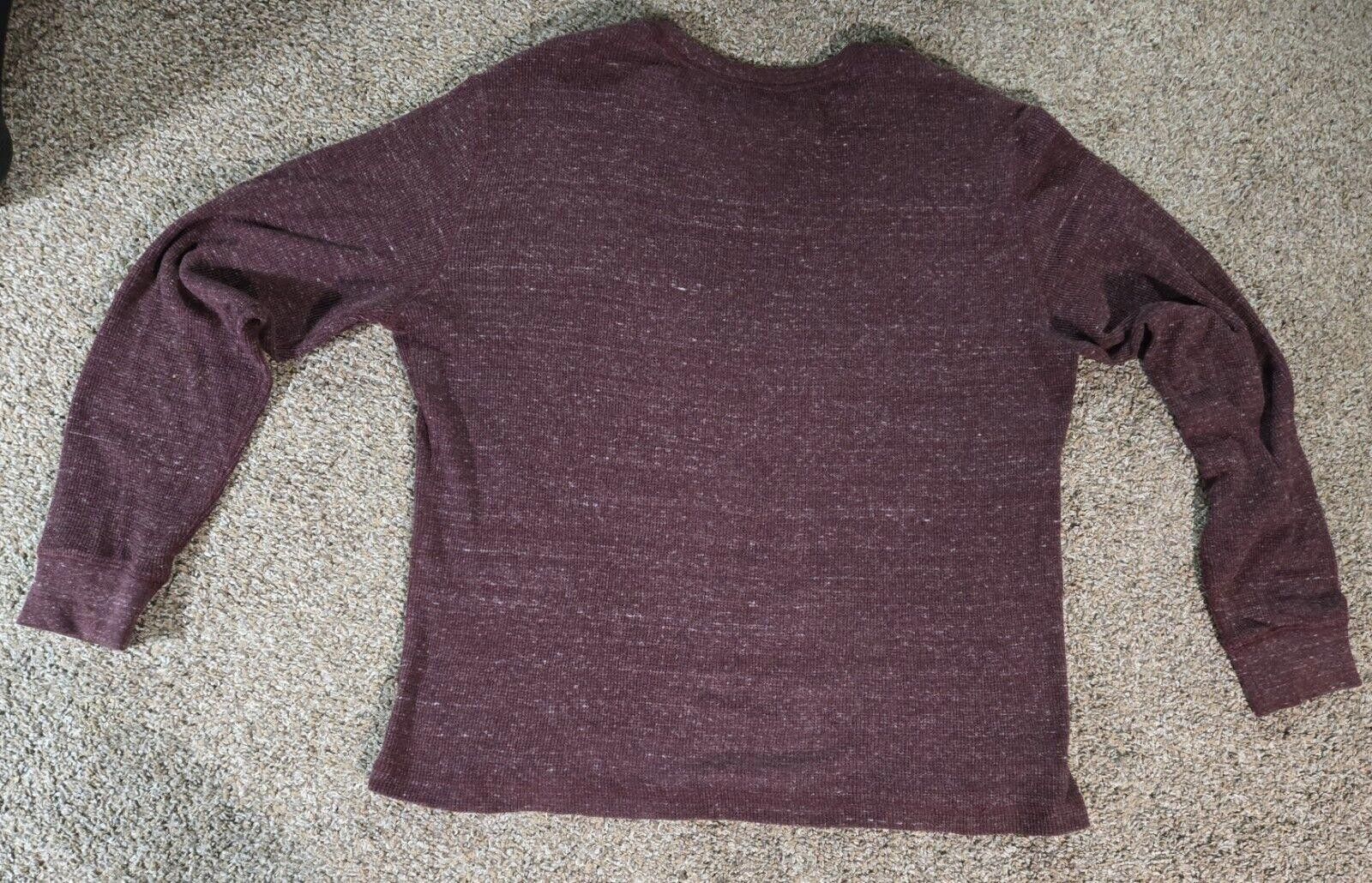 Designer Burgundy Ruff Hewn Henley Long Sleeve Shirt L Size US L / EU 52-54 / 3 - 8 Thumbnail