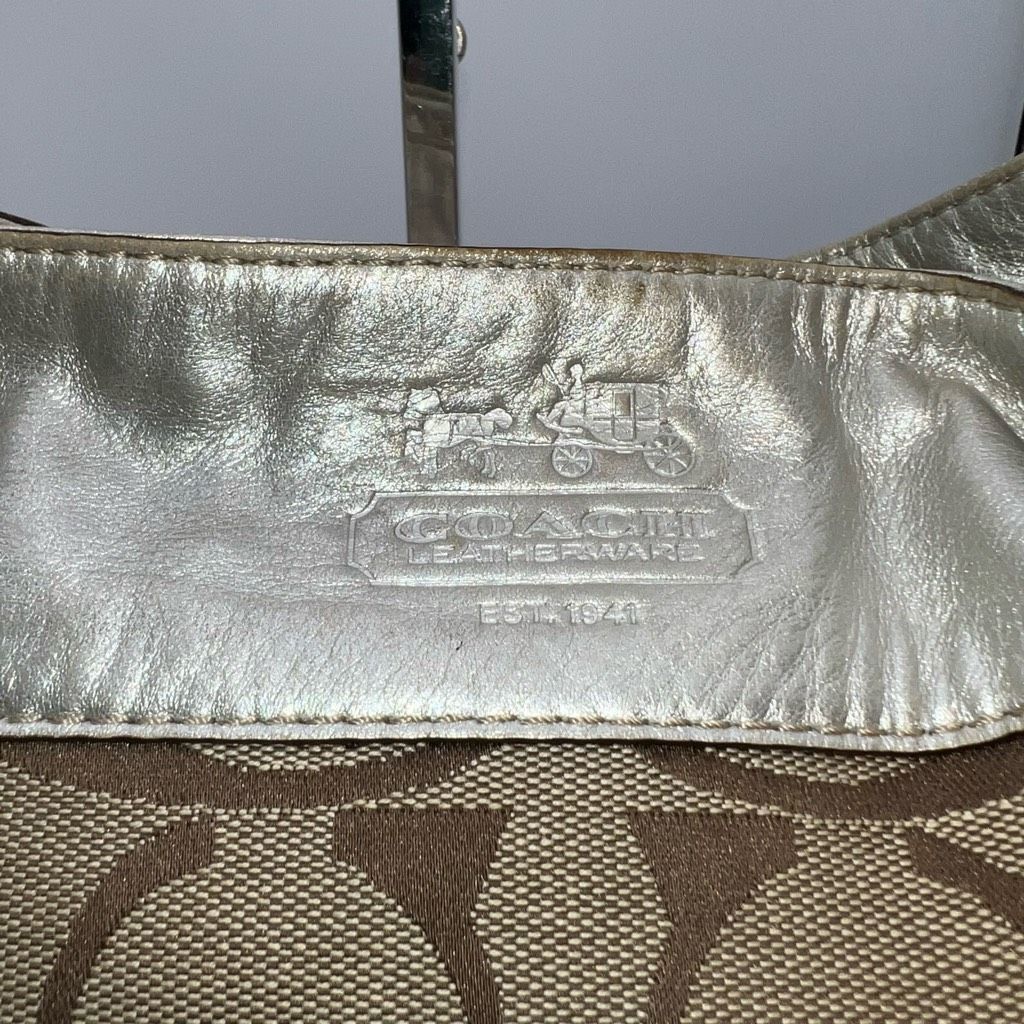 Coach COACH Signature ZOE HOBO Khaki/metallic Jacquard Leather Bag Size ONE SIZE - 3 Thumbnail