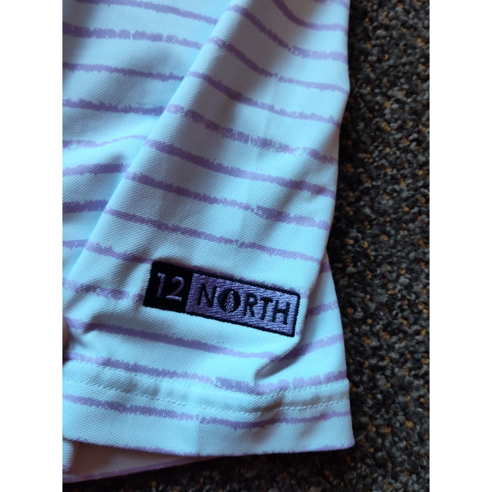 Footjoy FootJoy Shirt Men Large White/Lavender Chalk Line Print Stretch Pique Short Sleeve Colorful Size US L / EU 52-54 / 3 - 7 Thumbnail