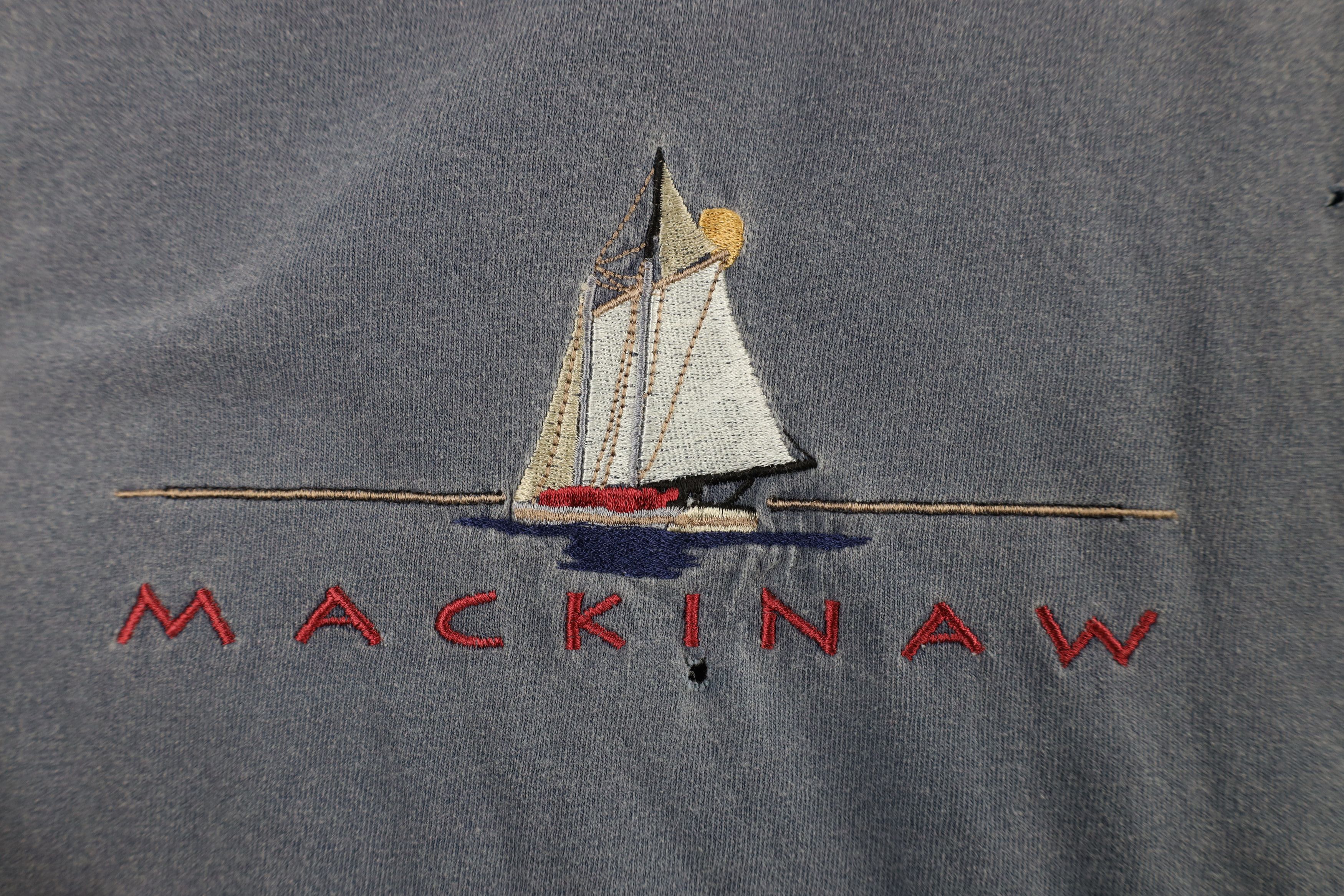 Vintage Vintage 90s Streetwear Spell Out Mackinaw Sailboat T-Shirt Size US XL / EU 56 / 4 - 4 Thumbnail