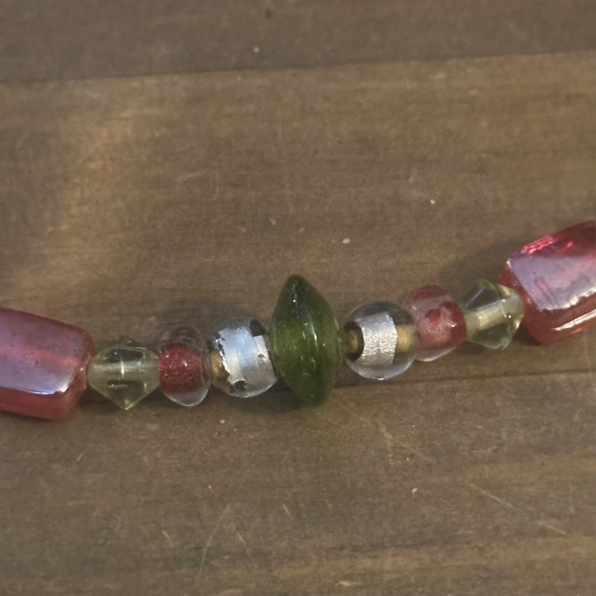 Vintage Vintage green and orange glass bead necklace Size ONE SIZE - 2 Thumbnail