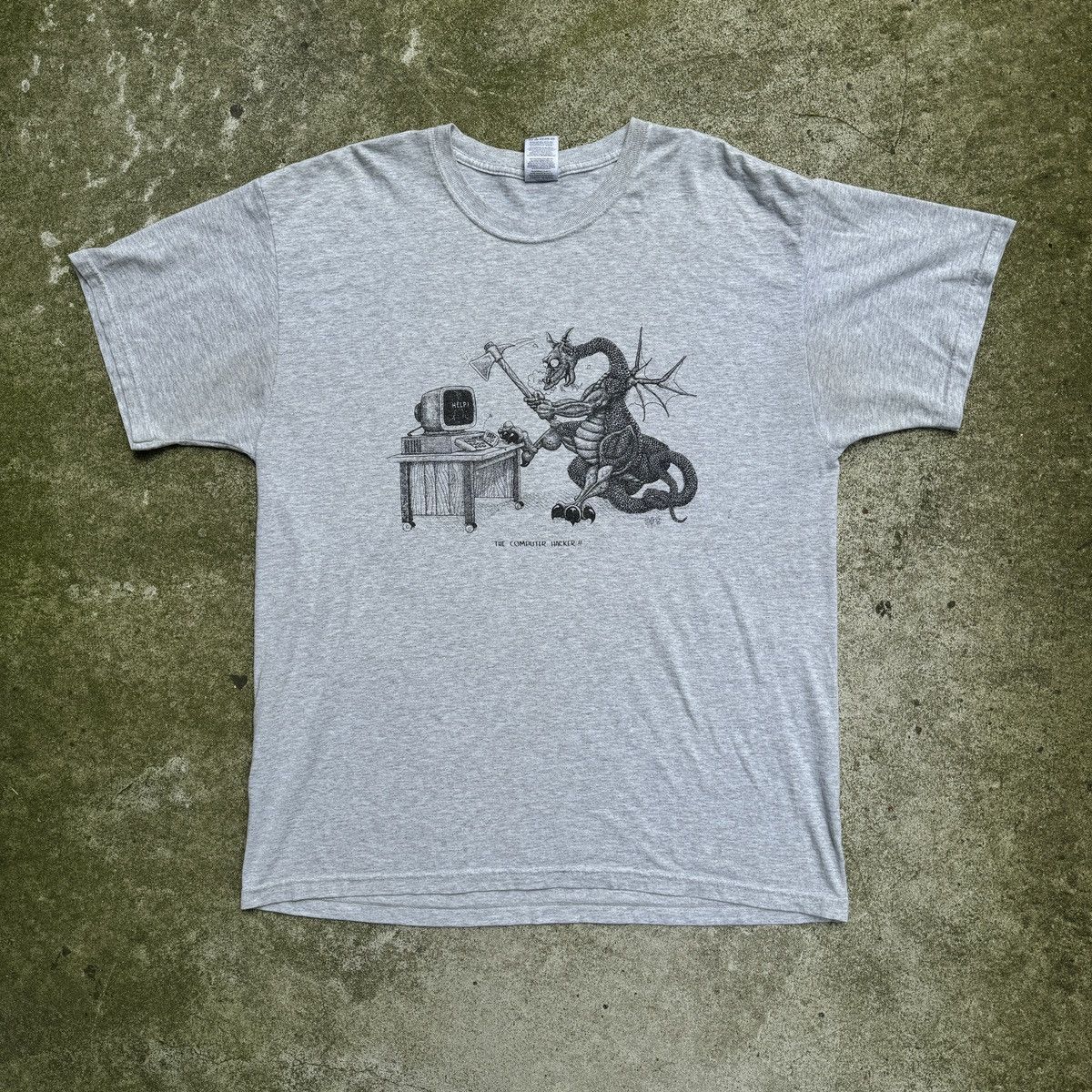 Vintage The Computer Hacker Dragon Faded Art Tee Size US XL / EU 56 / 4 - 1 Thumbnail