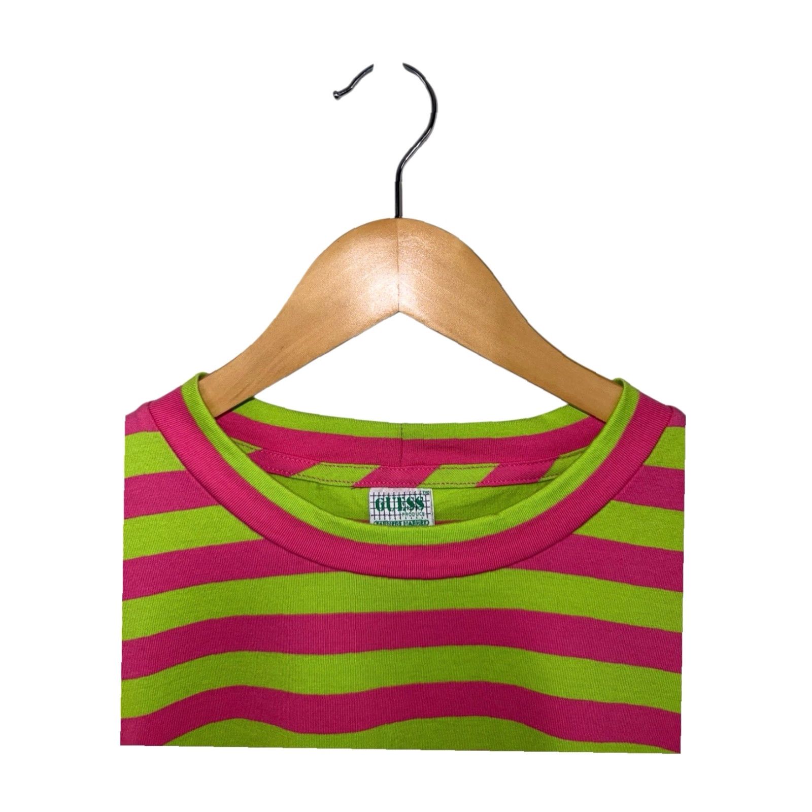 Guess GUESS Tee Sean Wotherspoon Farmers Market Stripe Tee Neon Pool Watermelon Sz L Mens Regular Red Striped T-Shirt 90s? Size US 33 - 4 Thumbnail