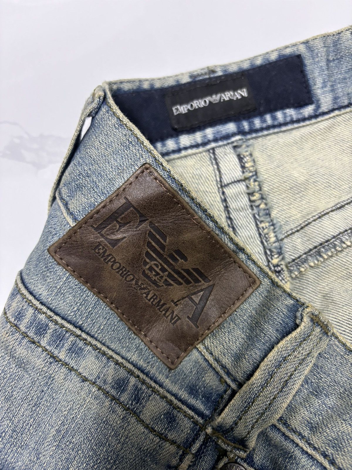Emporio Armani × If Six Was Nine 🔥EMPORIO ARMANI DENIM BLUE BAGGY DISTRESSED DENIM JEANS Size US 33 - 8 Thumbnail