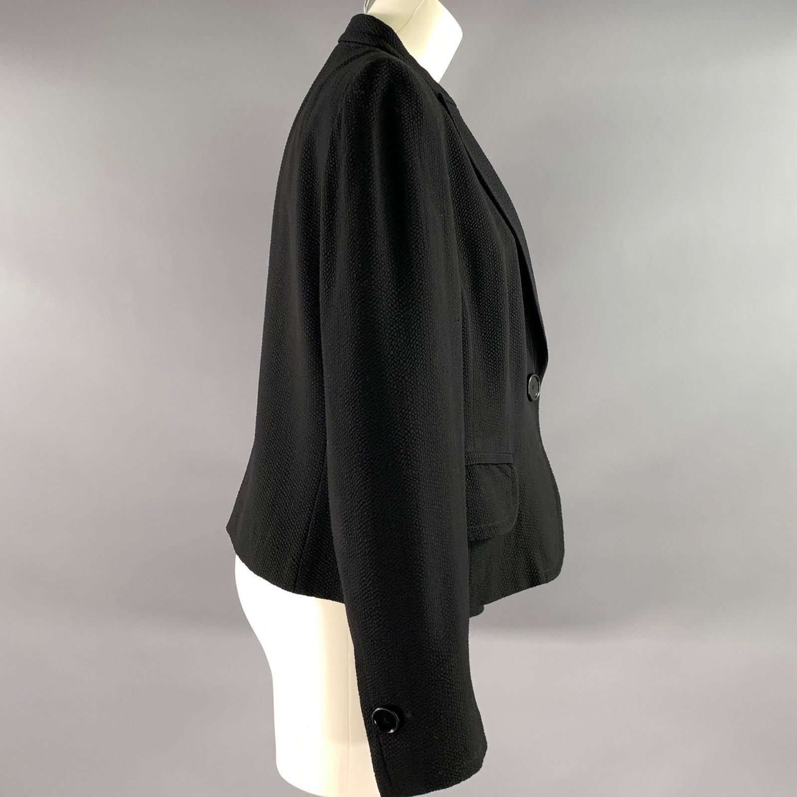 Akris AKRIS Size 12 Black Wool Elastane Single Button Jacket Size XL / US 12-14 / IT 48-50 - 2 Thumbnail