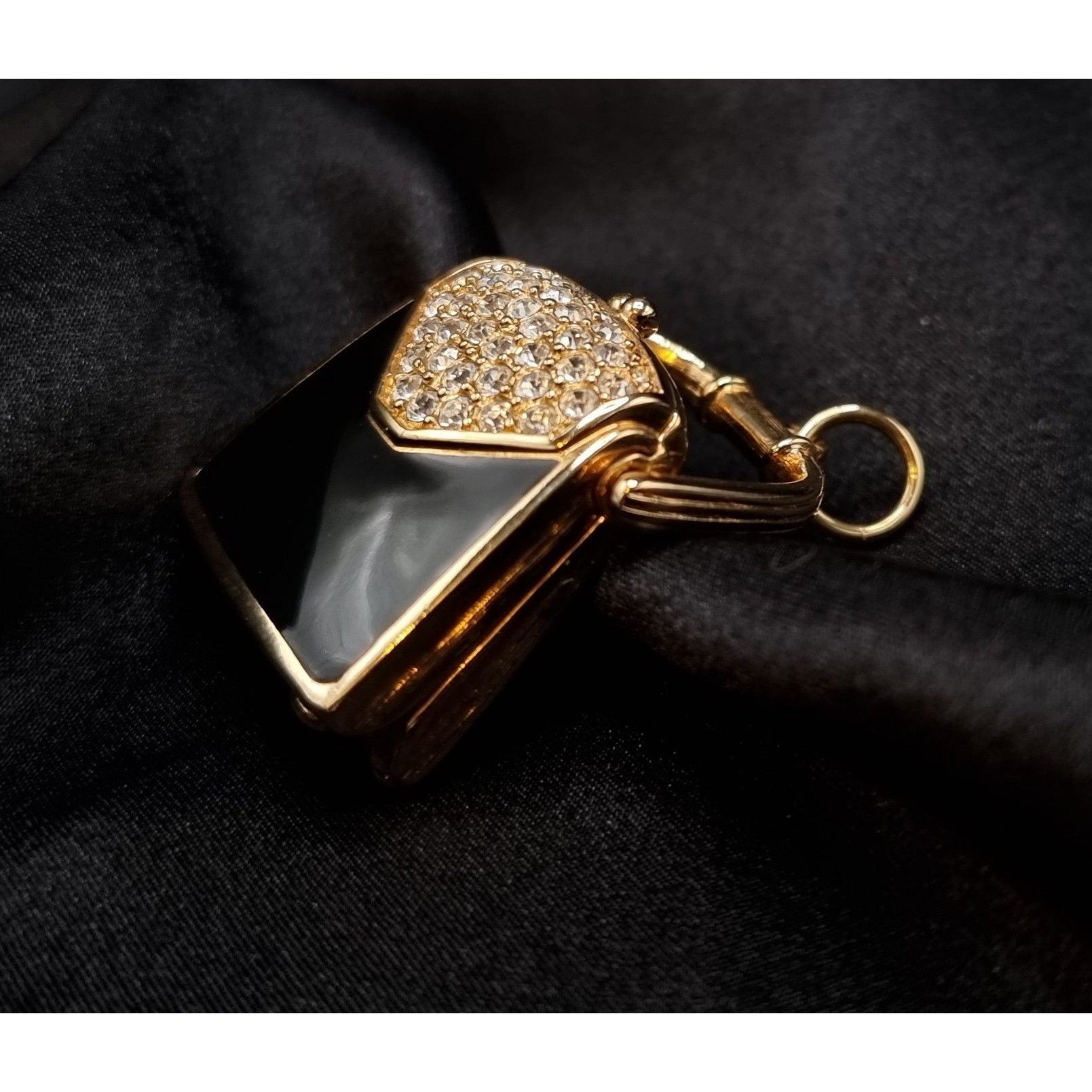 Swarovski Vintage Swarovski 1990s Gold-Tone Handbag Pendant With Black Size ONE SIZE - 5 Thumbnail
