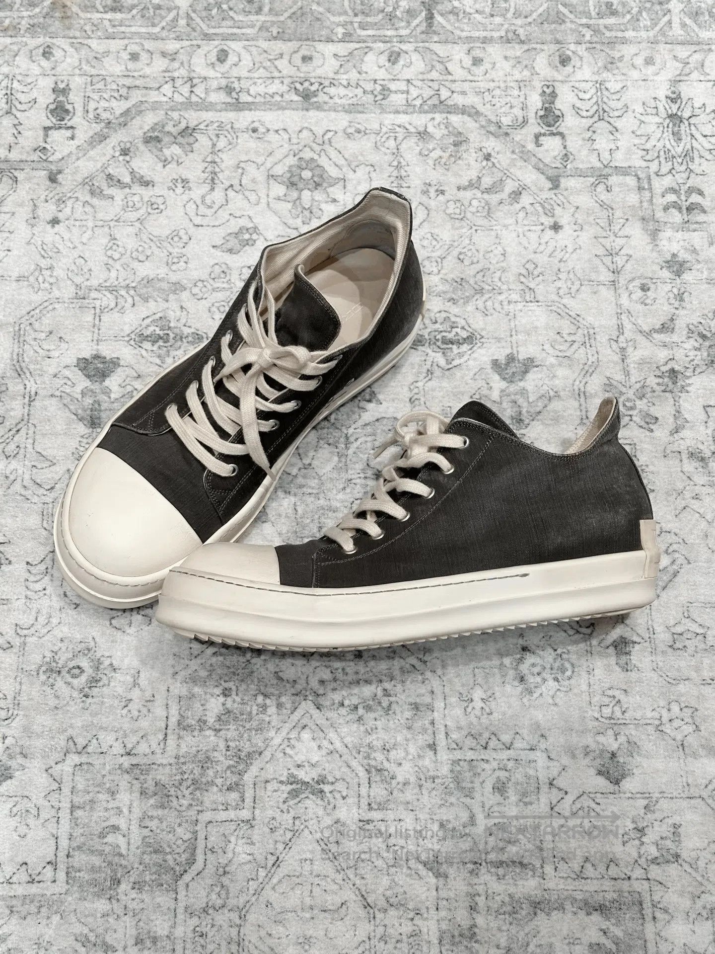 Rick Owens Rick Owens x Converse Gray Canvas Low Top. Size US 11 / EU 44 - 4 Thumbnail