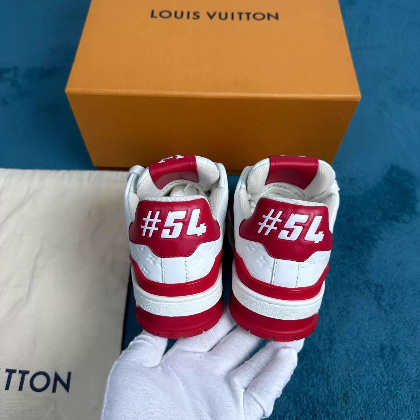 Louis Vuitton LV Trainer Leather Low-Top Street Style Sneaker White/Red Size US 6 / IT 36 - 4 Thumbnail