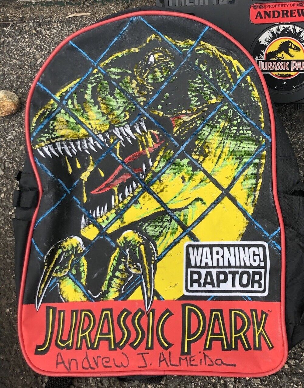 Vintage Vintage 1993 Jurassic Park Backpack Velociraptor Black Red Size ONE SIZE - 1 Thumbnail