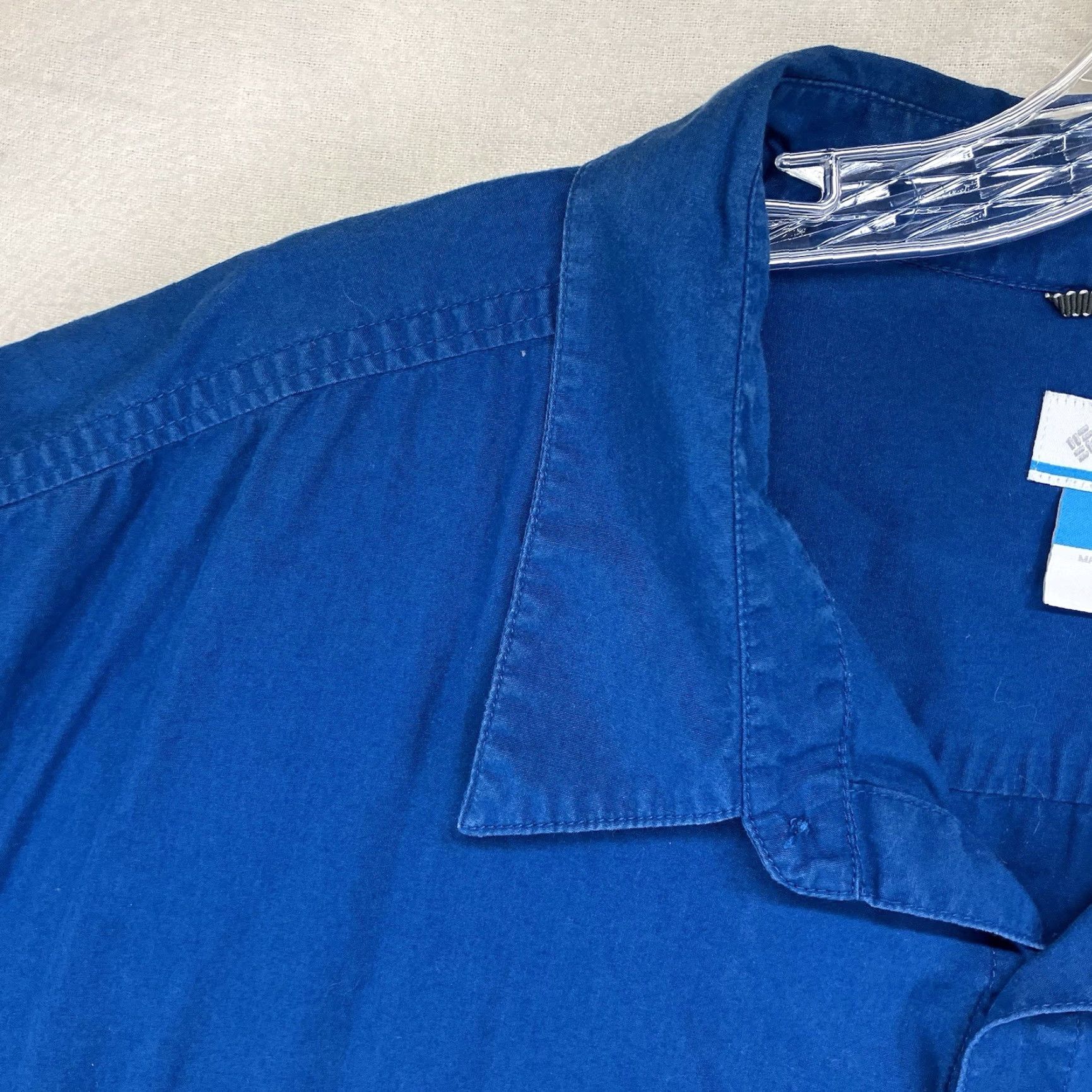 Vintage Columbia Mens 2XL Blue Lightweight Cotton Button-Up Shirt with Pockets - Casual Outdoor Fashion Size US XXL / EU 58 / 5 - 6 Thumbnail