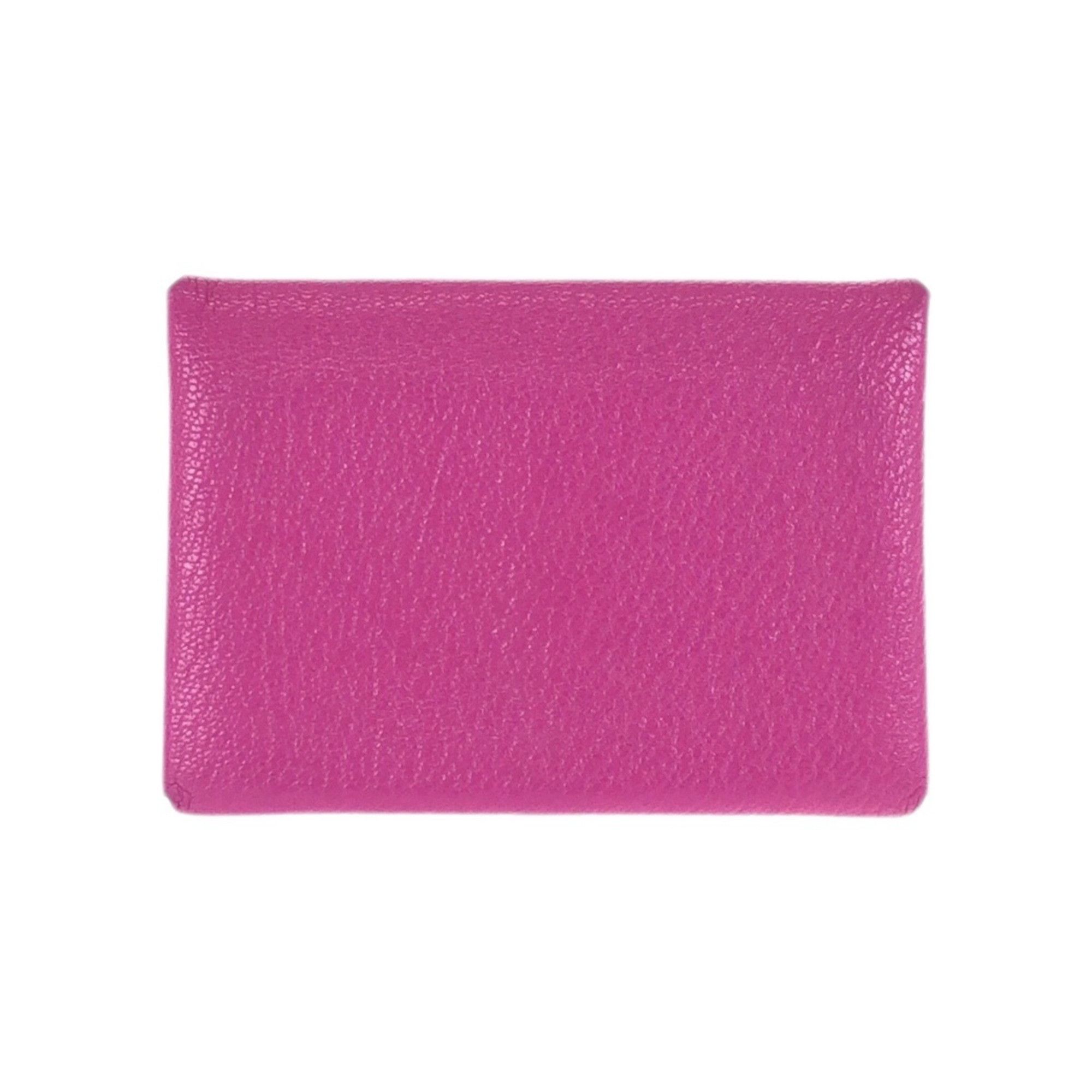 Hermes HERMES Calvi Duo Rose Purple Pink Gold Hardware Chevre Leather Business Card Holder/Card Case Wallet/Coin Purse Z Stamp Women's Size ONE SIZE - 1 Thumbnail