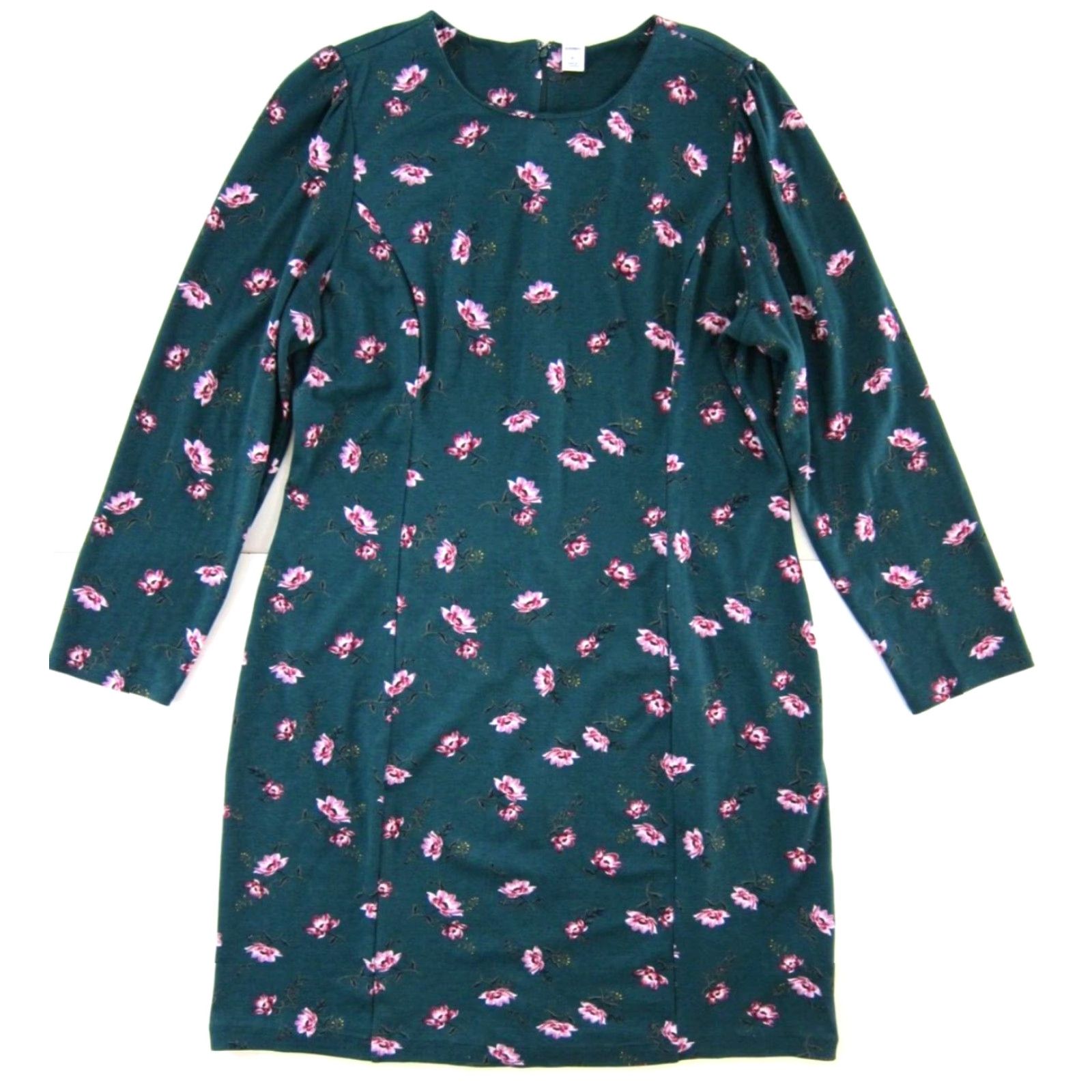 Old Navy VINTAGE Old Navy Green Pink Floral Stretch Long Sleeve Tunic Sheath Shift Dress XL Size XL / US 12-14 / IT 48-50 - 6 Thumbnail