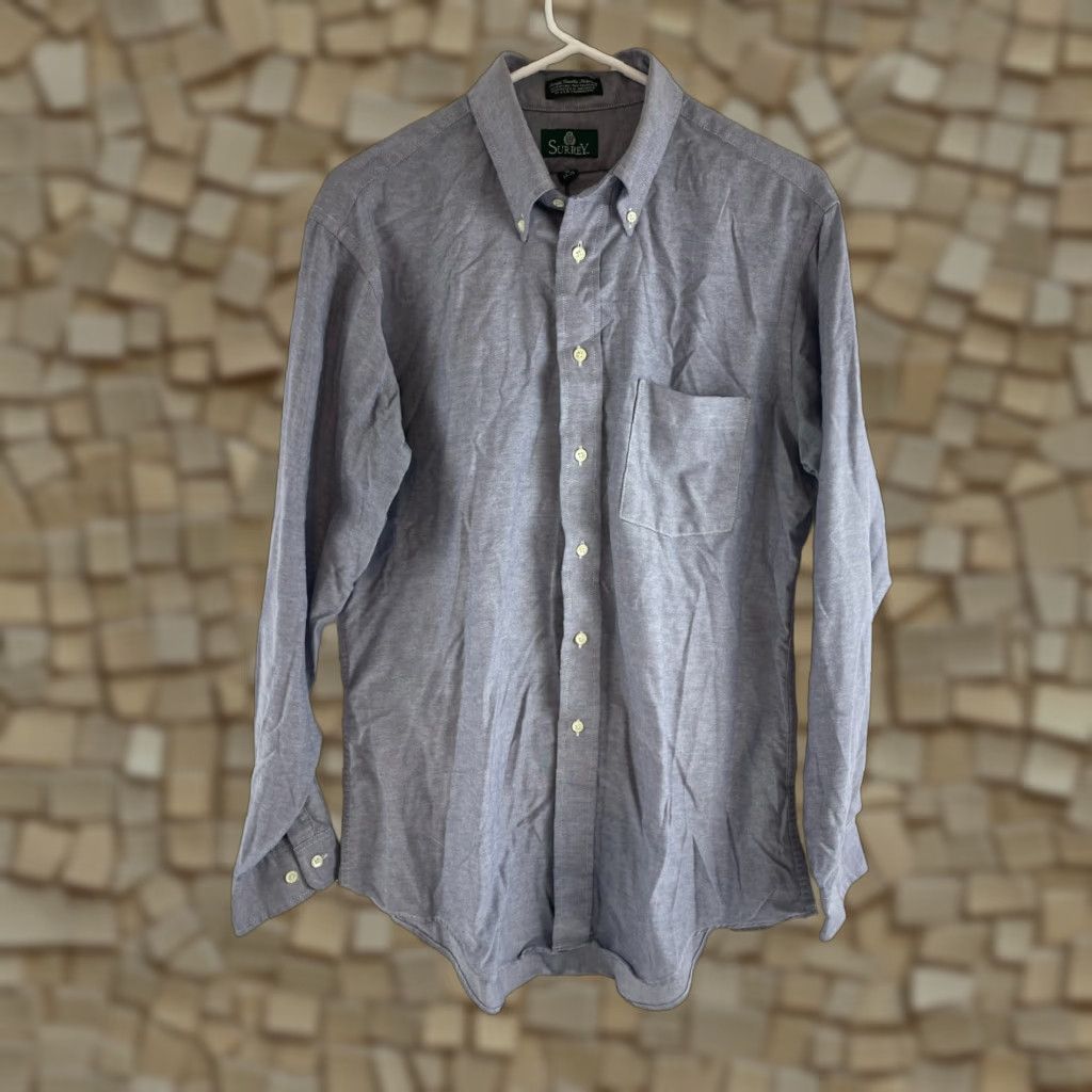 Vintage Surrey Shirt Men’s Size 16 34-35 Button-Down Long Sleeve Pocket Blue White Cotton Polyester Button Up Casual Size US L / EU 52-54 / 3 - 1 Thumbnail