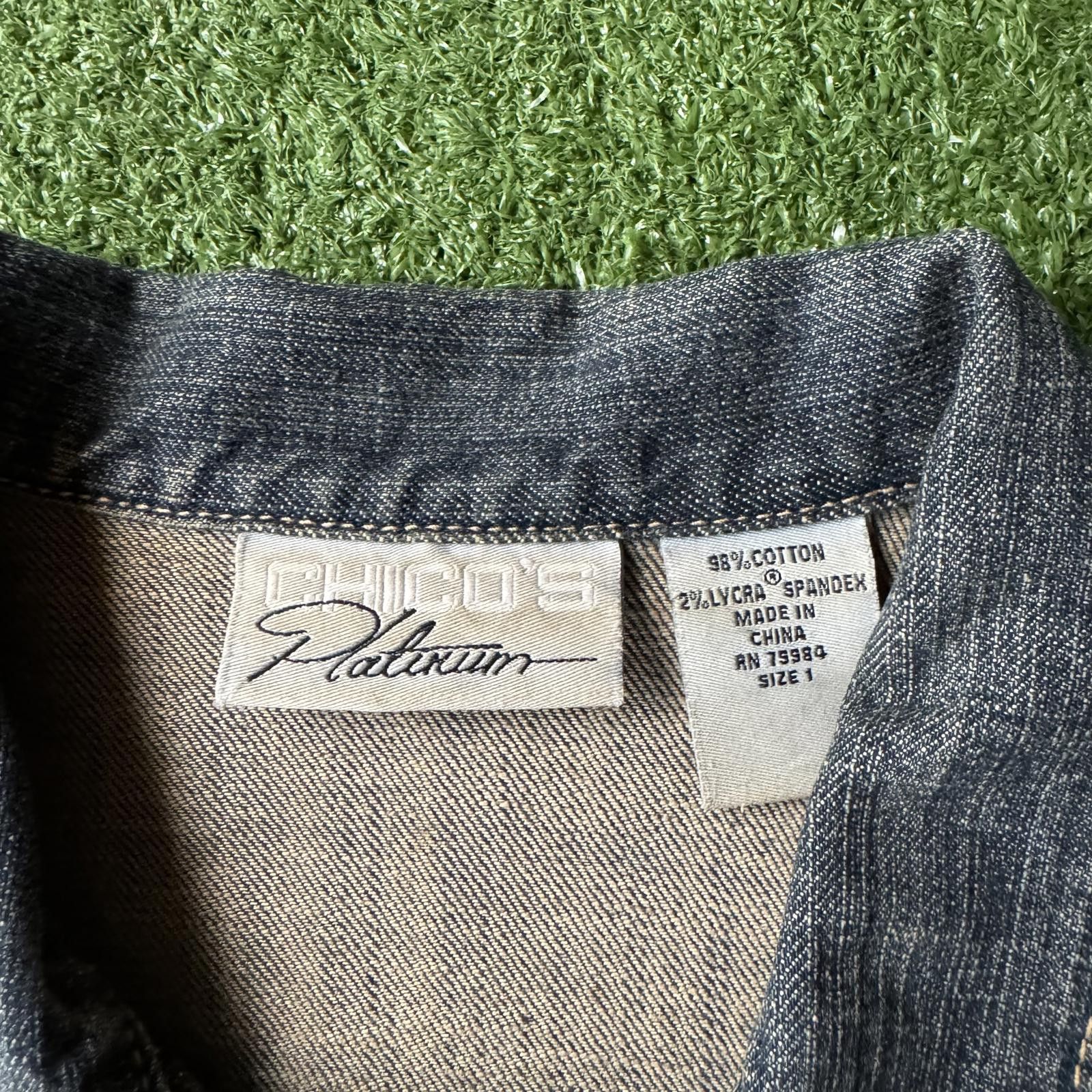 Chicos Chico's Classic Denim Jacket Size ONE SIZE - 2 Thumbnail