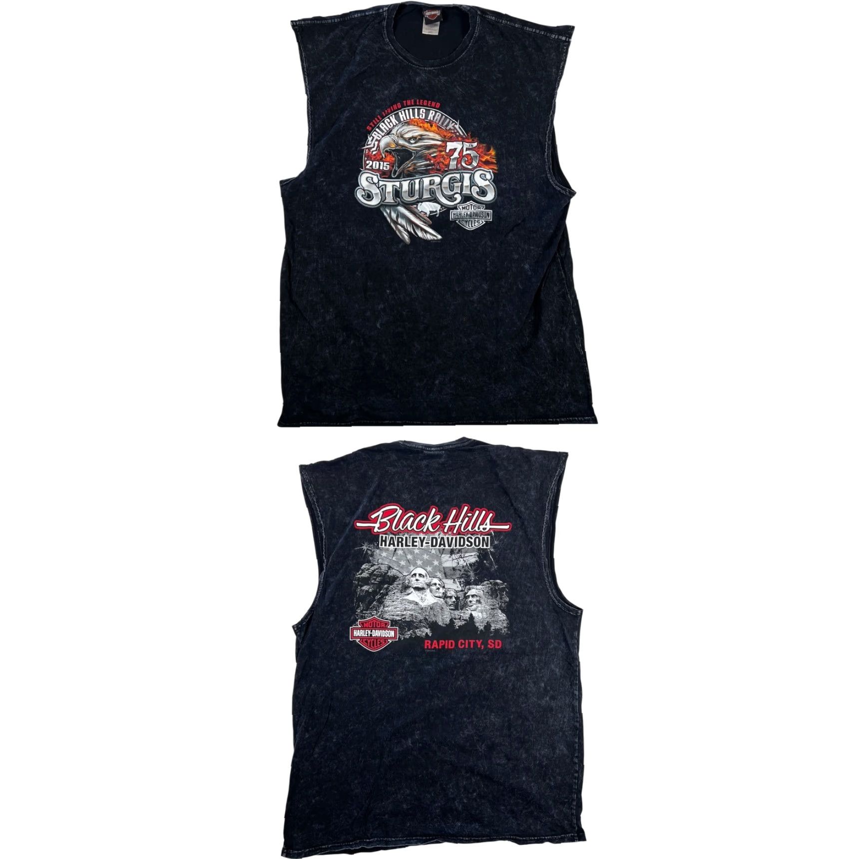 Harley Davidson VINTAGE Harley-Davidson Sturgis 75th Sleeveless Shirt Mens 2XL Black Rally Mt Rushmore Size US XXL / EU 58 / 5 - 2 Thumbnail