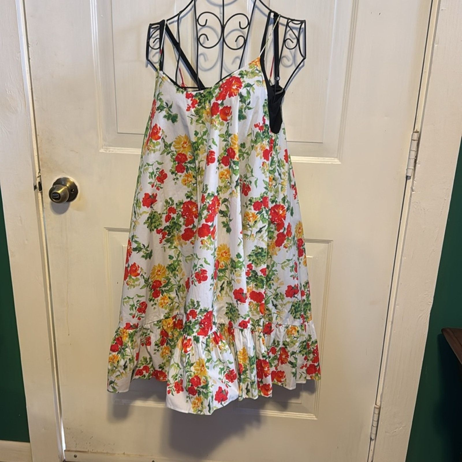 CAROLINE CONSTAS Laurel ruffled floral print cotton blend poplin mini dress Size L / US 10 / IT 46 - 10 Thumbnail