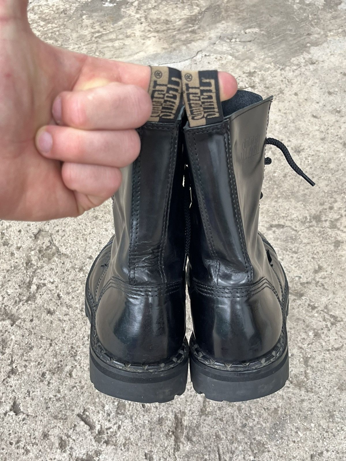 New Rock Vintage Steel Black Combat High Boots Military Biker Y2K Size US 10.5 / EU 43-44 - 20 Thumbnail