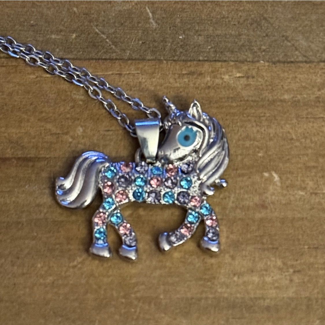 Other Silver tone multicolor rhinestone unicorn pendant necklace Size ONE SIZE - 4 Thumbnail