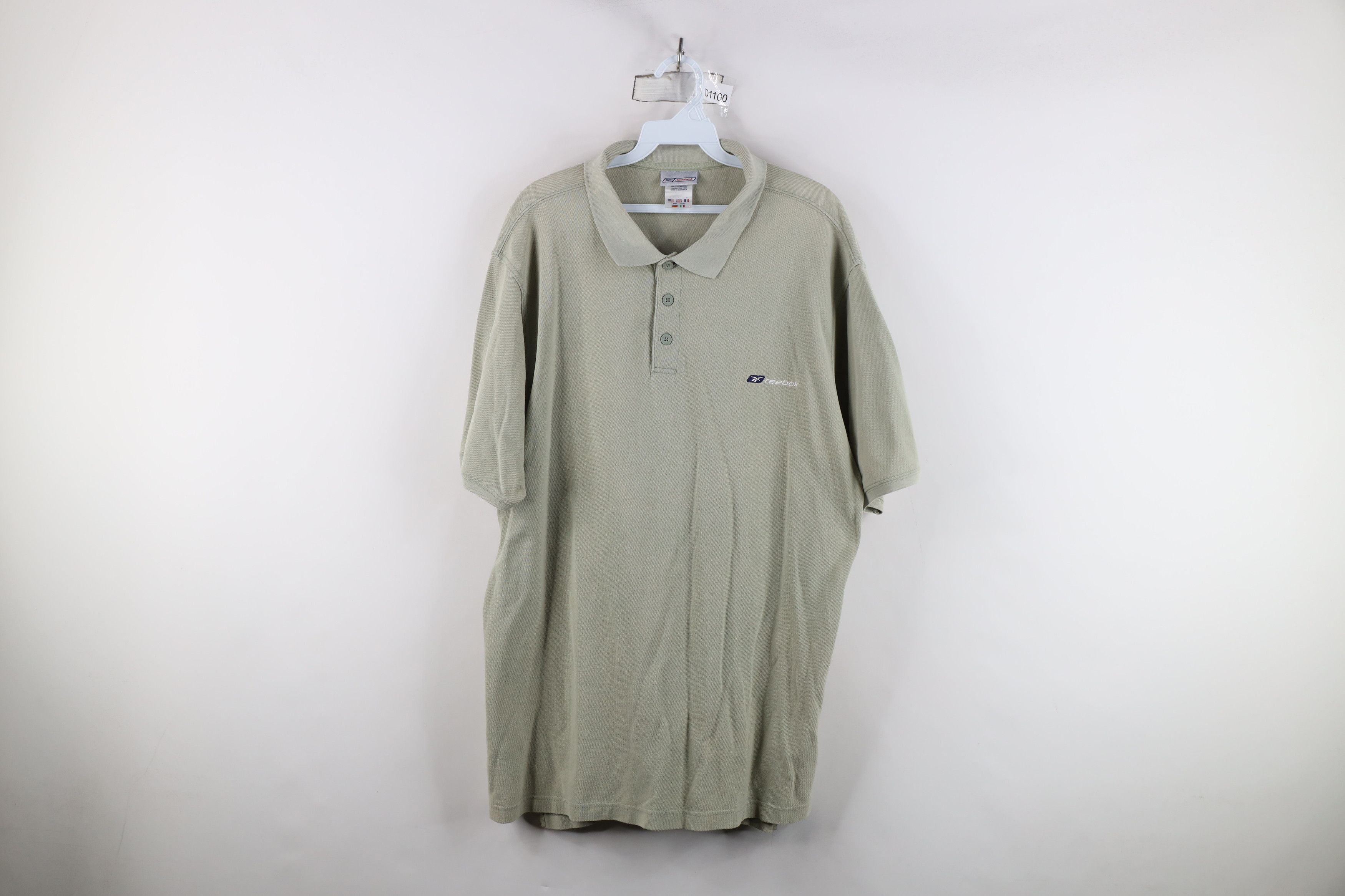 Reebok × Vintage Vintage 90s Reebok Spell Out Collared Polo Shirt Green Size US L / EU 52-54 / 3 - 1 Thumbnail