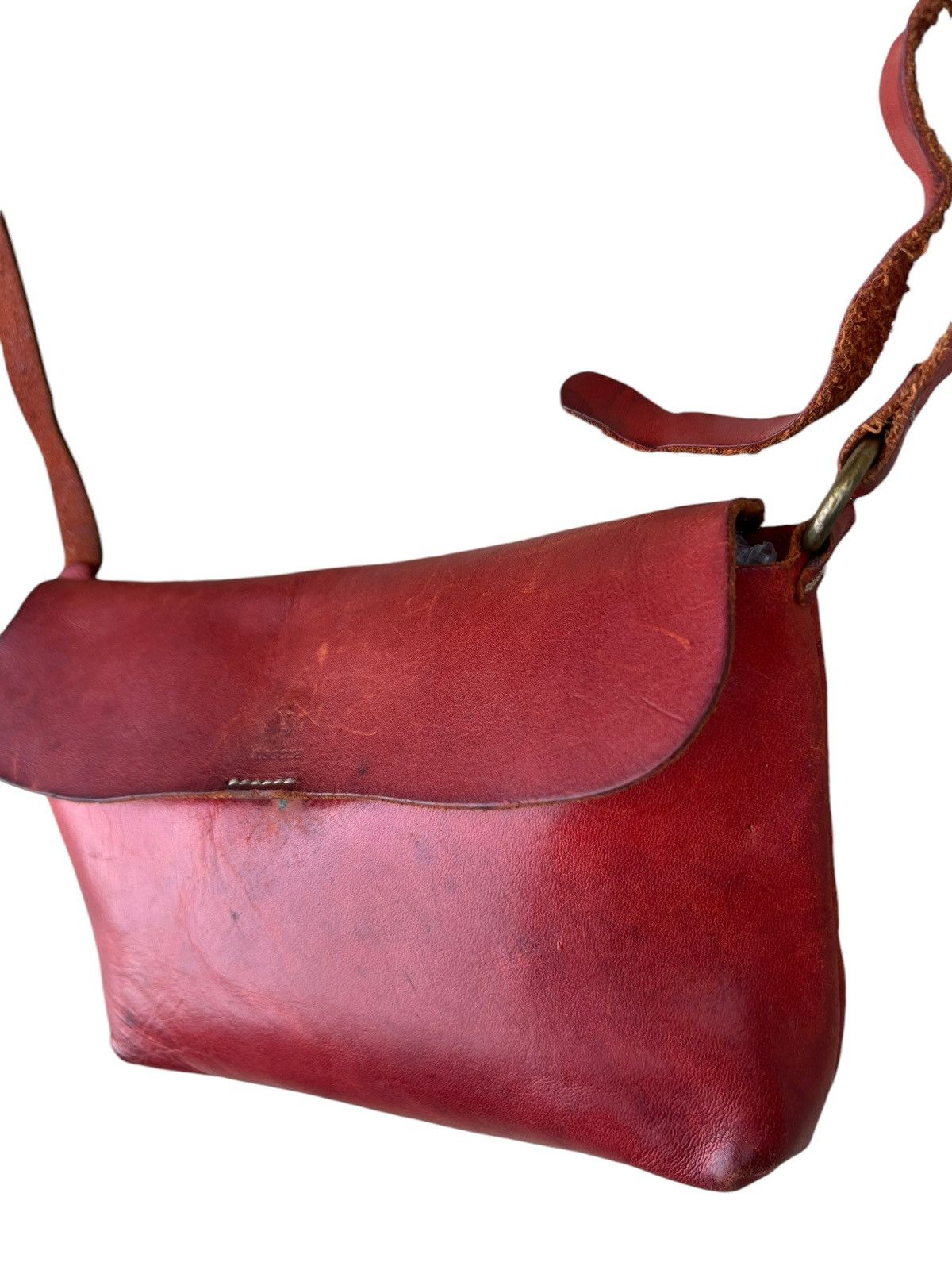 Leather Vintage Kissora Japan Fade Distress Patina Leather Sling Bag Size ONE SIZE - 7 Thumbnail